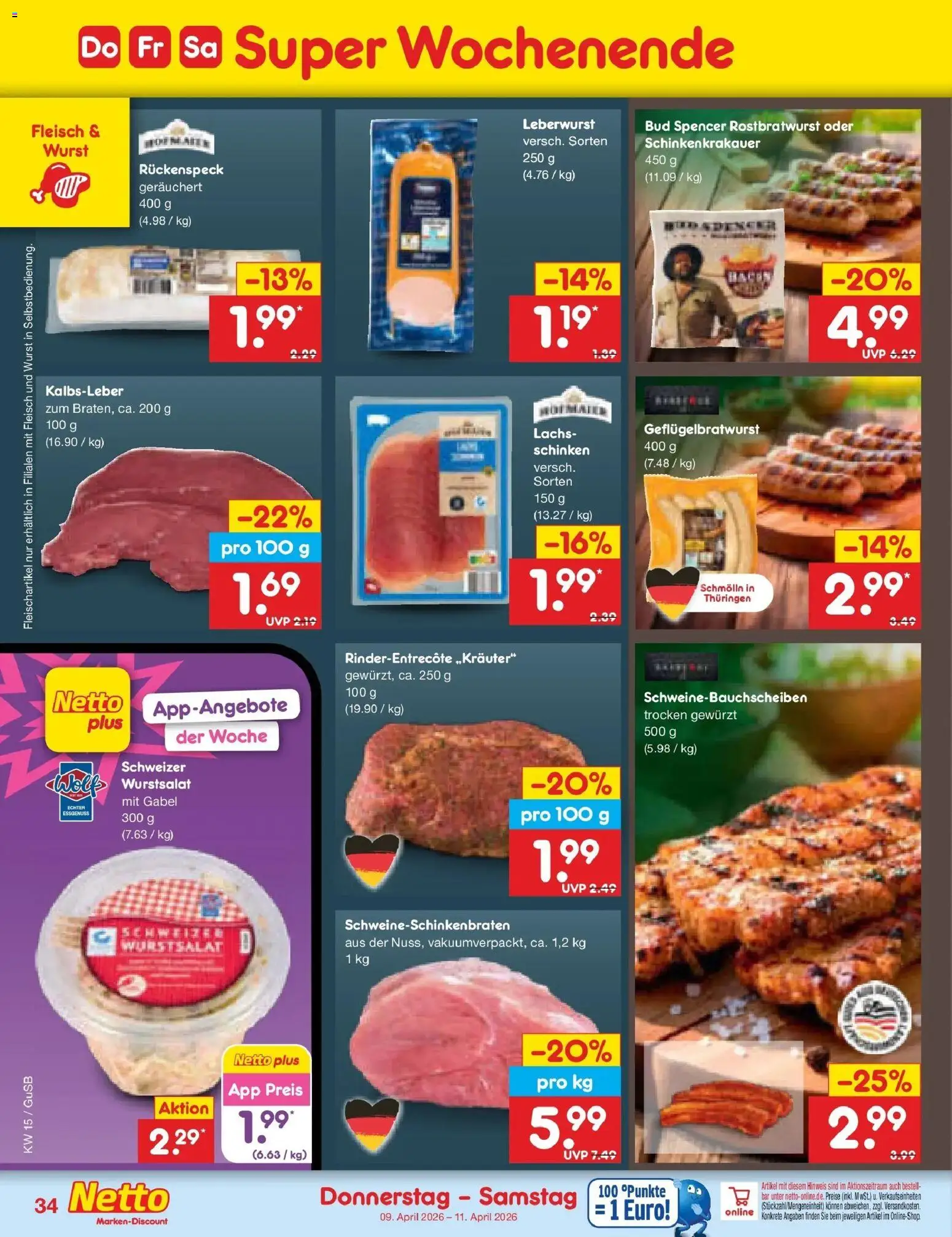 Netto Marken-Discount Prospekt Machern	 – gültig ab 07.04.2026 | Seite: 50 | Produkte: Kalbsleber, Wurst, Schinken, Fleisch