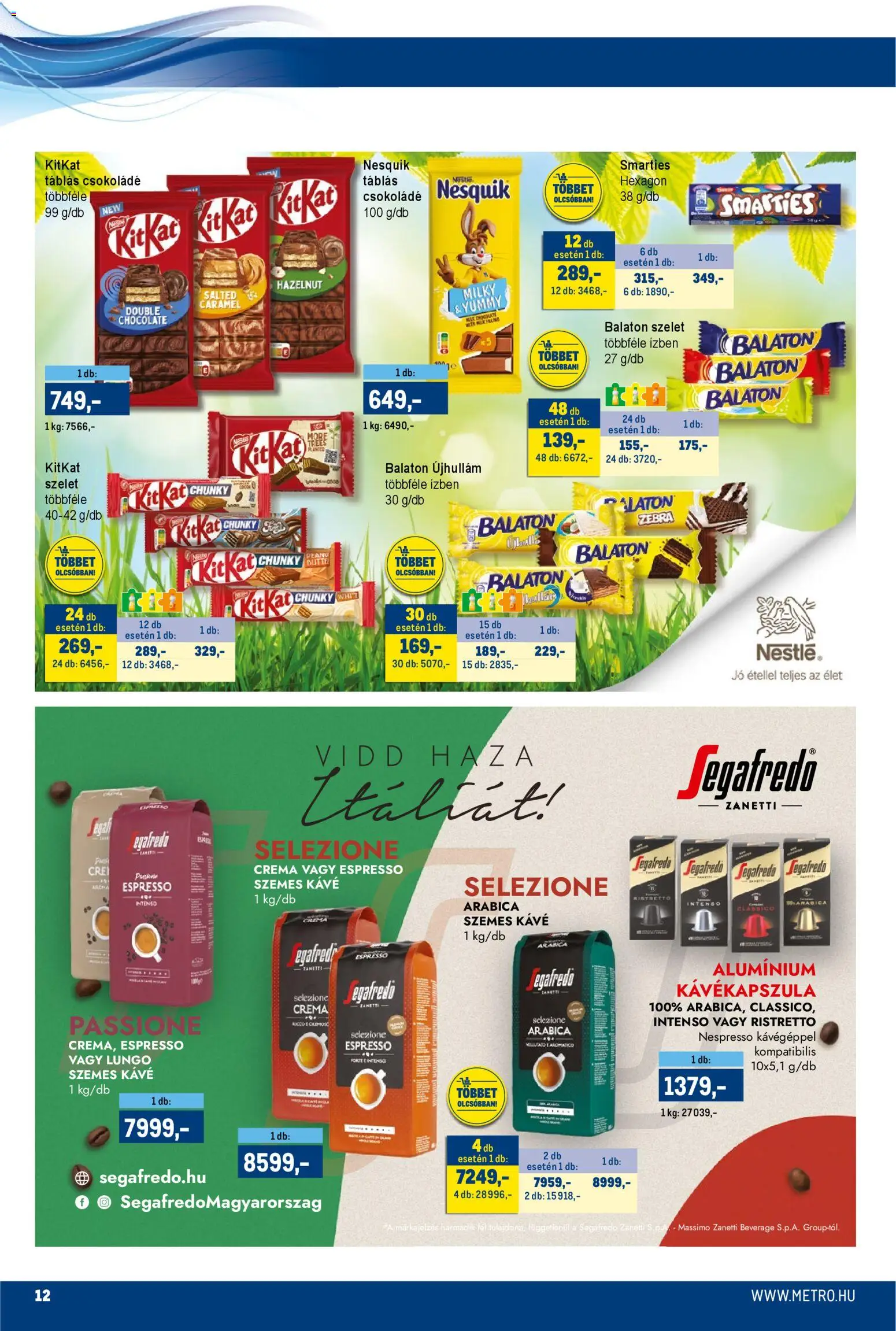 Metro akciós ujság - amely érvényes a következő dátumtól: 16.03.2026 | Oldal: 12 | Termékek: Kávékapszula, Kávé, Csokoládé, Szemes kávé