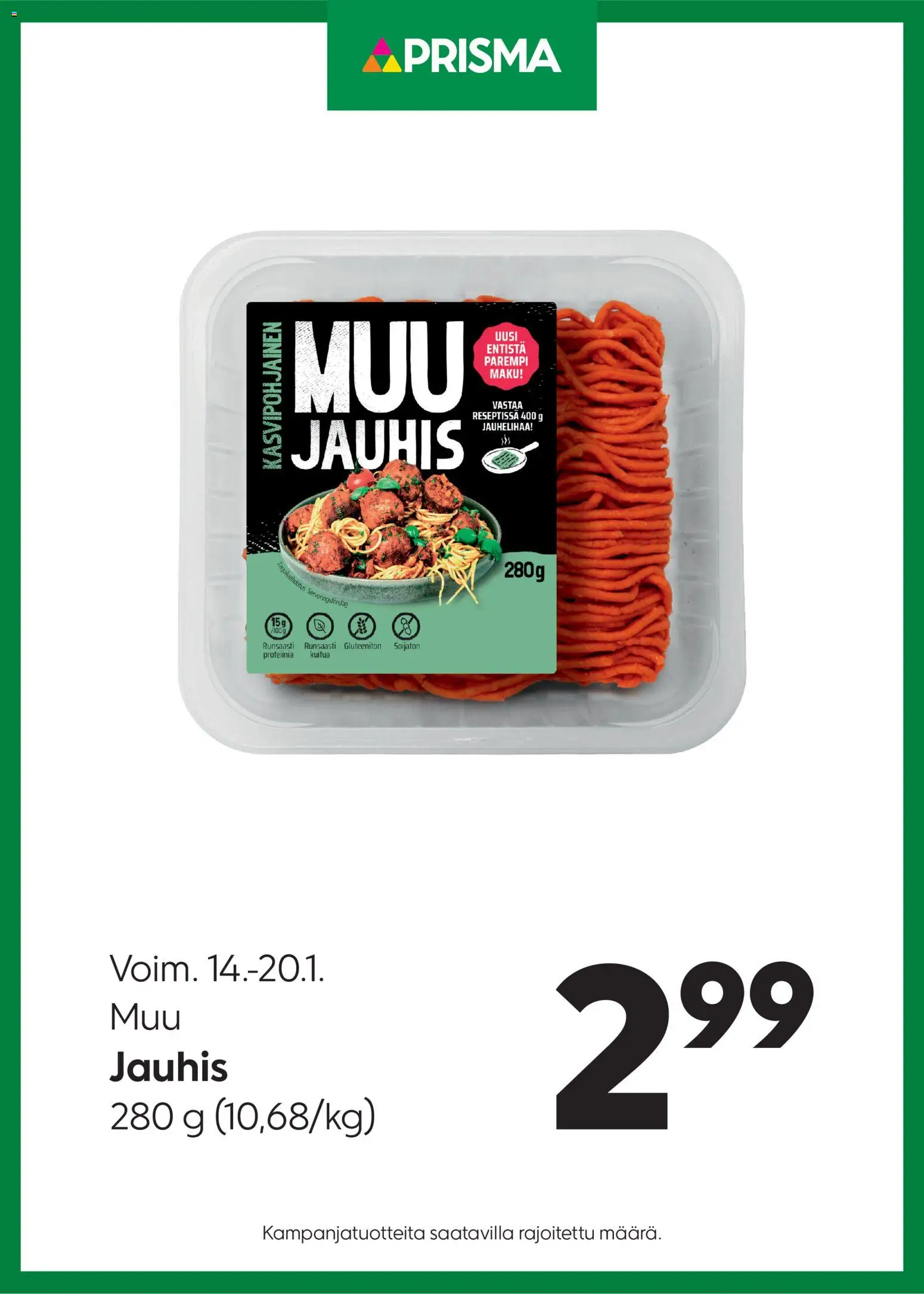 Prisma tarjoukset Muu jauhis – voimassa 14.01.2026 alkaen | Sivu: 1