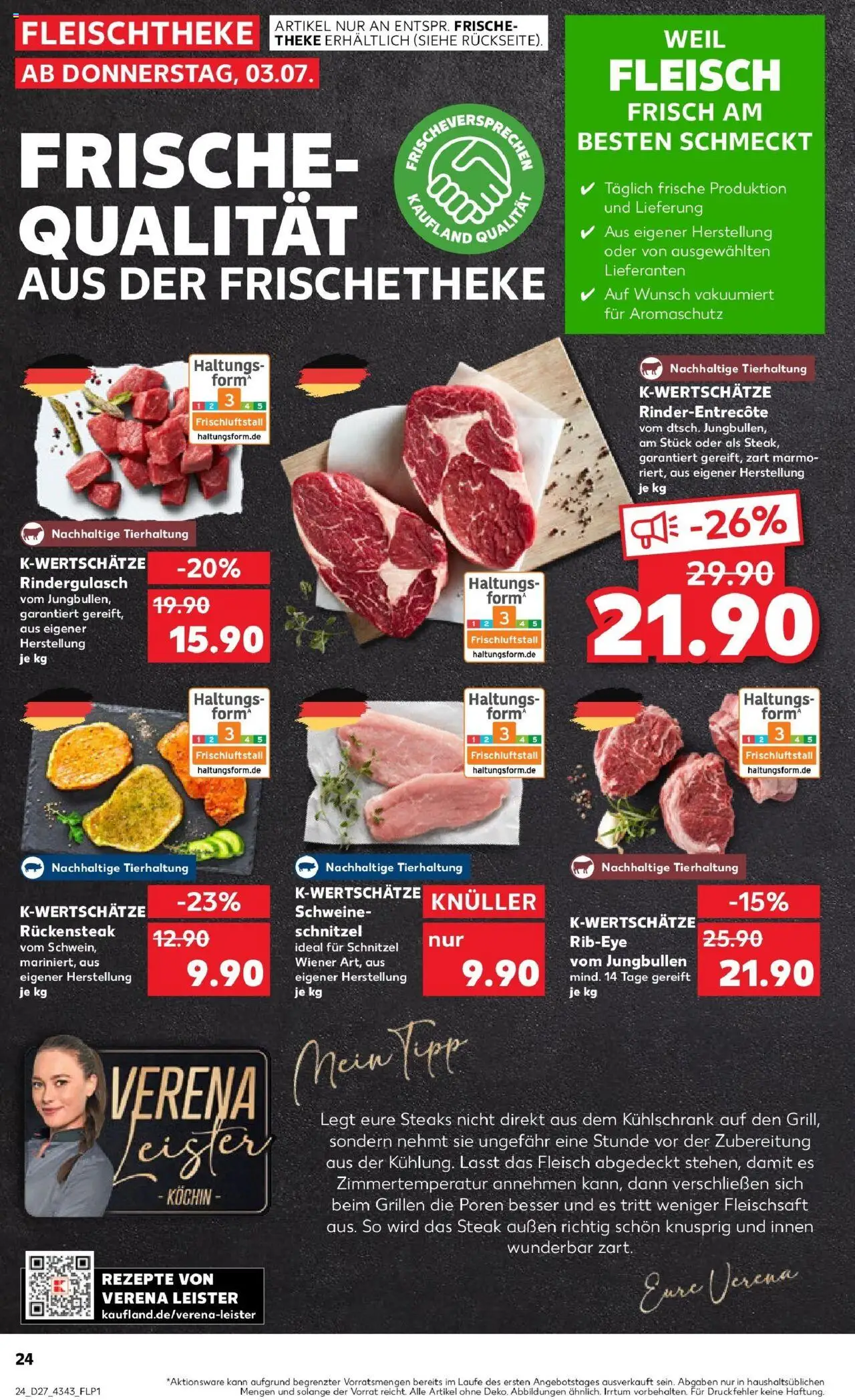 Kaufland prospekt Gütersloh	 - gültig ab dem 03.07.2025 | Seite: 24 | Produkte: Rindergulasch, Entrecote, Schnitzel, Steak