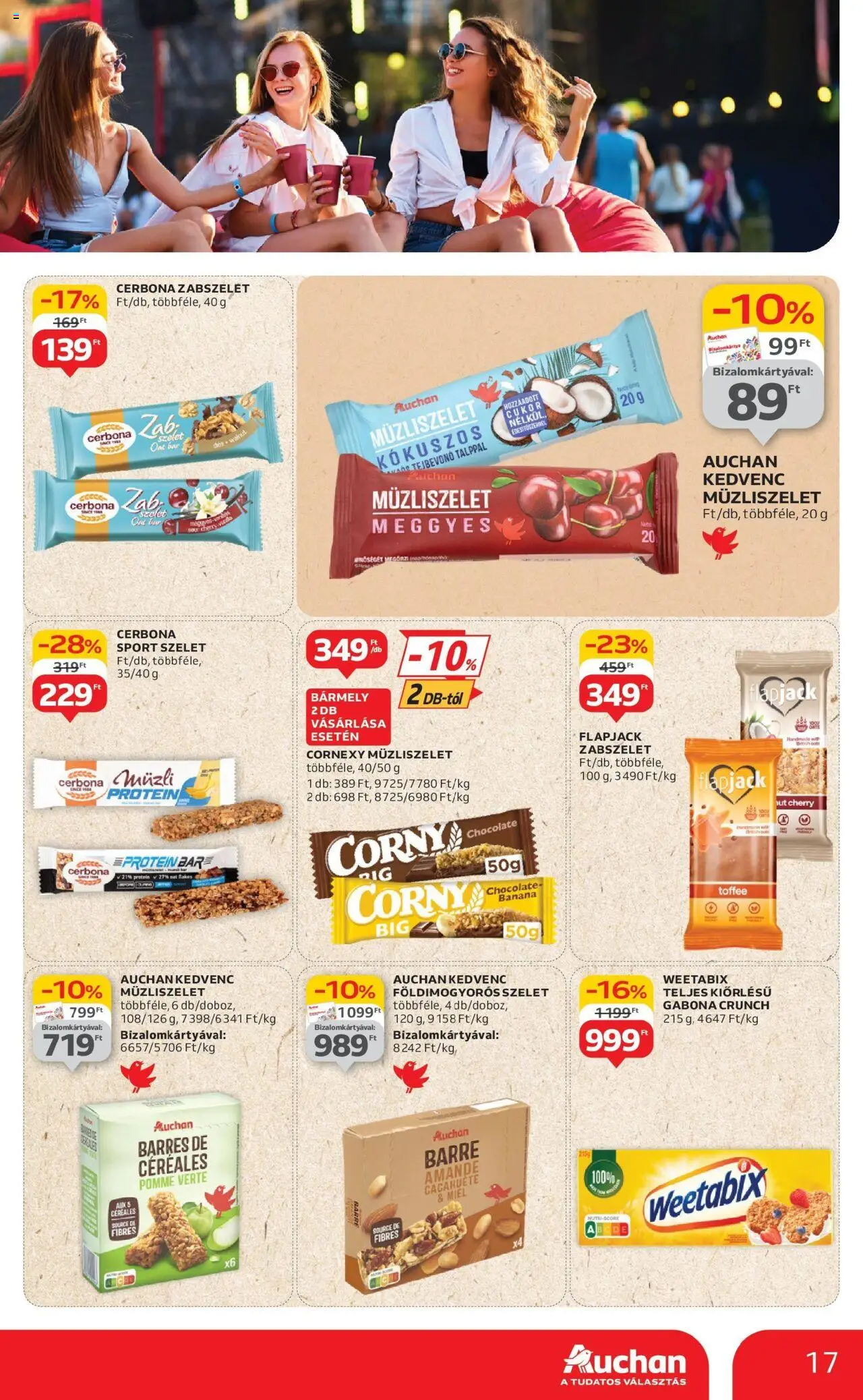 Auchan akciós ujság - amely érvényes a következő dátumtól: 12.06.2025 | Oldal: 17 | Termékek: Protein bar, Müzli, Protein, Müzliszelet