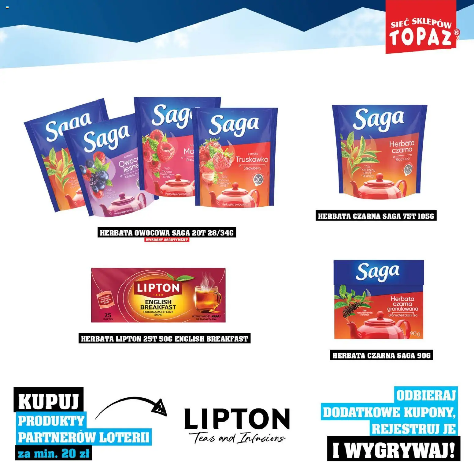 Topaz Gazetka - Katalog Produktów Objętych Loterią od 01.12.2025 | Strona: 81 | Produkty: Herbata lipton, Herbata, Owoce