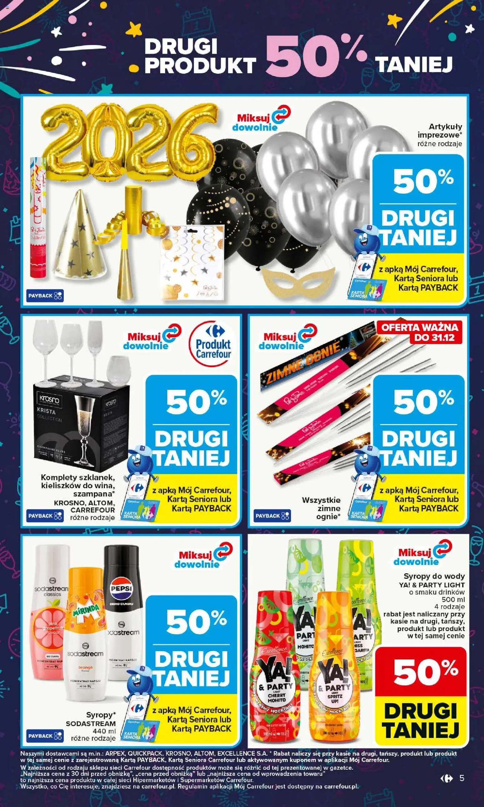 Carrefour Gazetka od 29.12.2025 | Strona: 5 | Produkty: Karta, Pepsi, Champagne, Sodastream