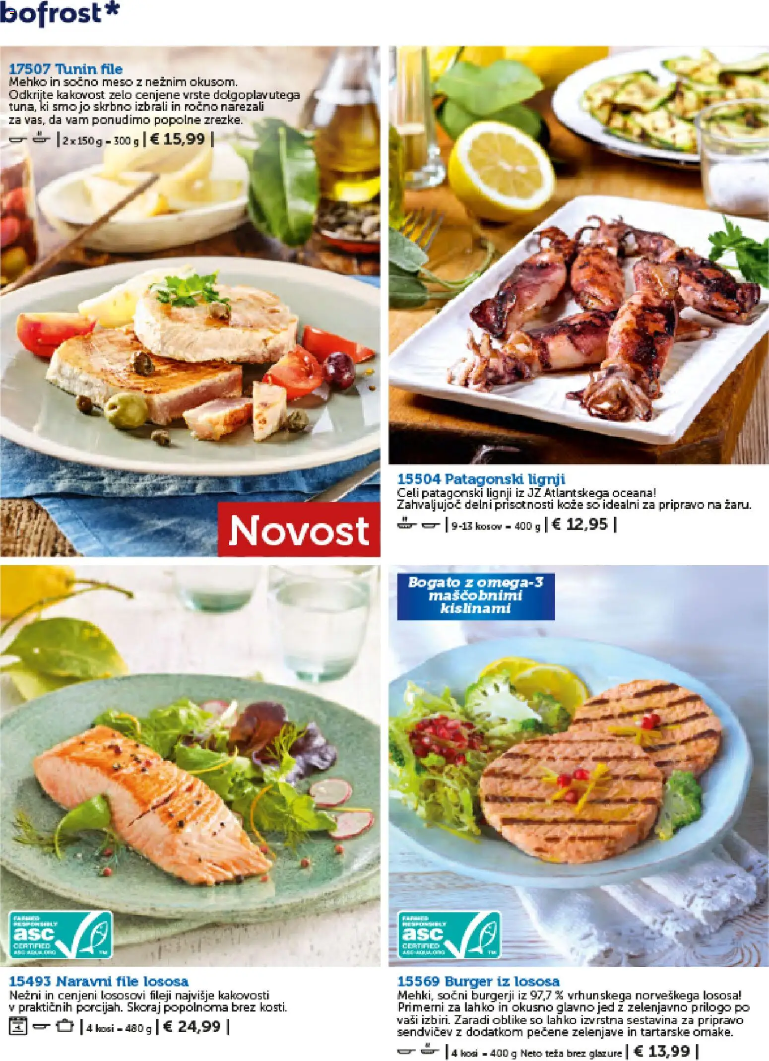 Novi Bofrost katalog ponudbe – veljaven od 01.02.2026 | Stran: 74 | Izdelki: Lignji, Teza, Burgerji