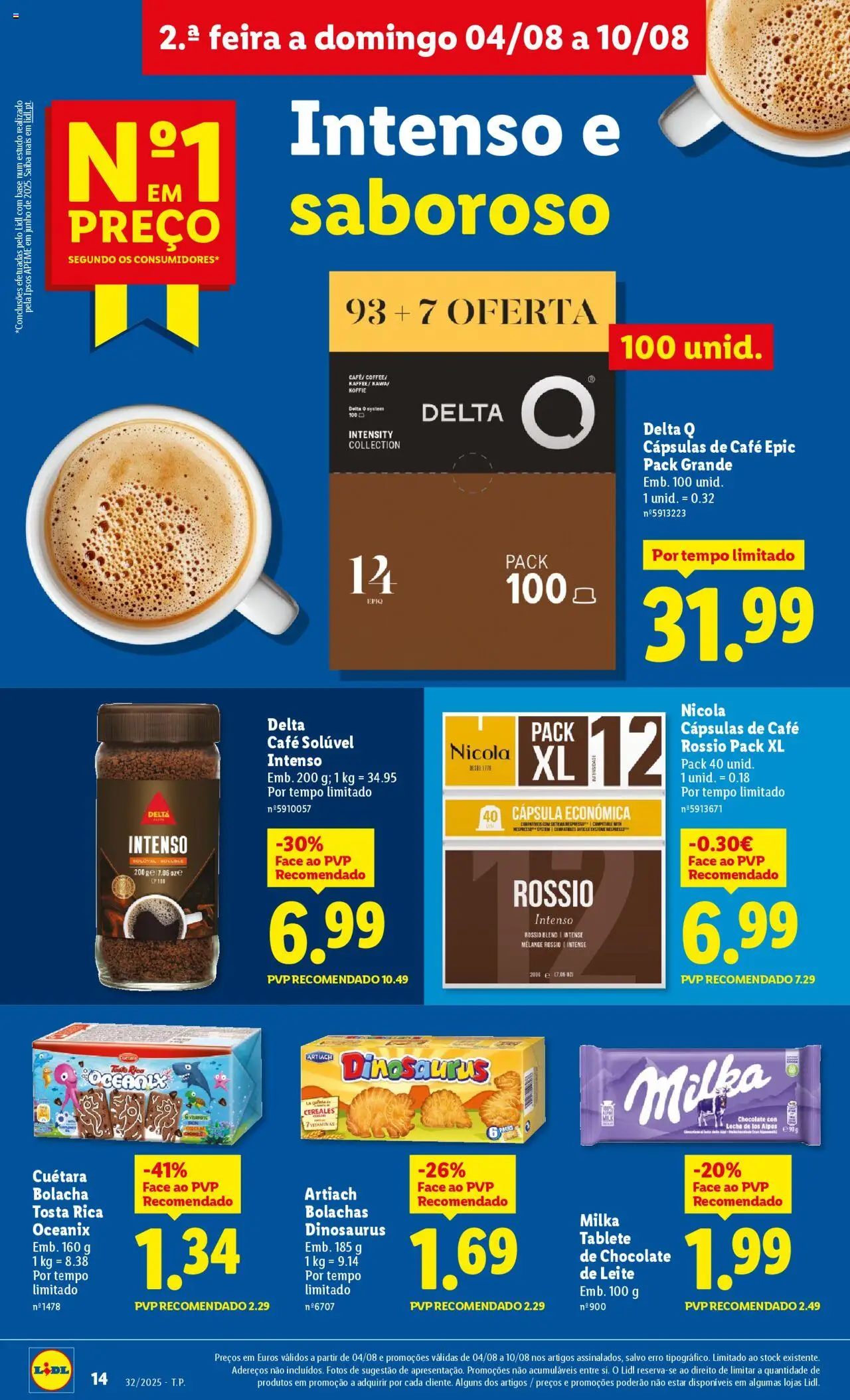 Lidl folheto │ válido de 04.08.2025 | Página: 14 | Produtos: Bolachas, Café solúvel, Base, Nespresso