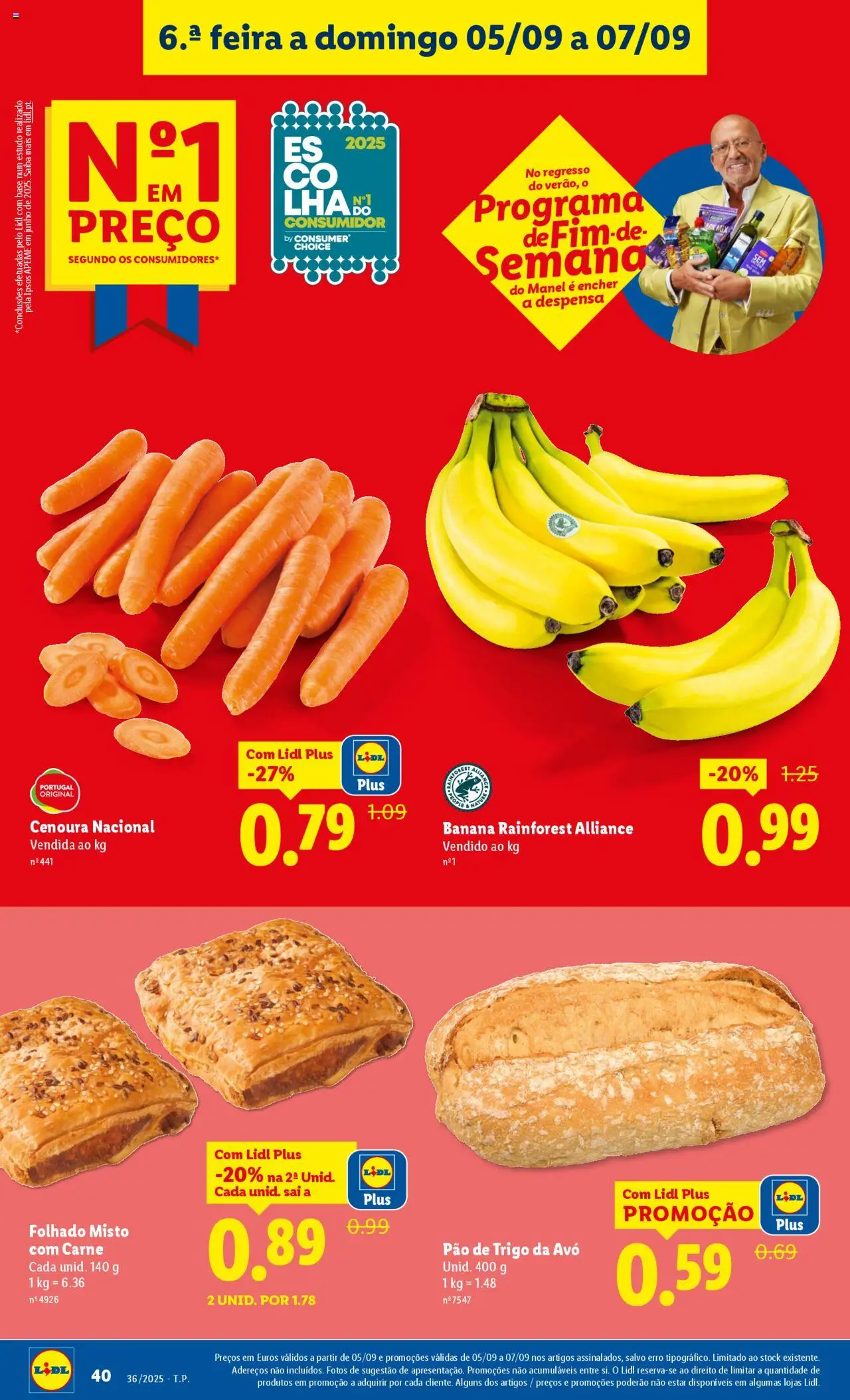 Lidl folheto │ válido de 01.09.2025 | Página: 40 | Produtos: Banana, Base, Pão, Carne