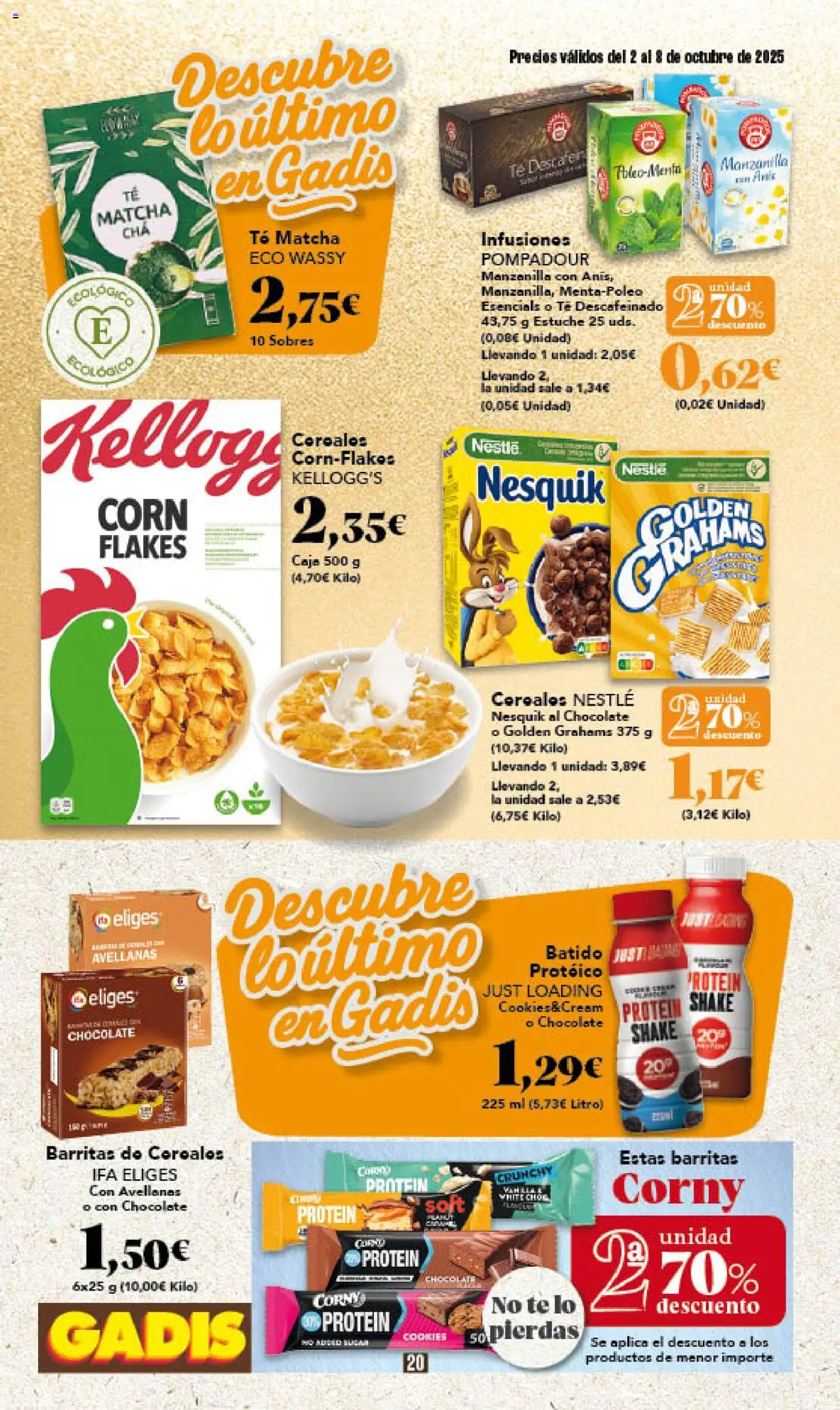 Gadis folleto │ válido desde el 02.10.2025 | Página: 20 | Productos: Chocolate, Cereales, Té, Caja