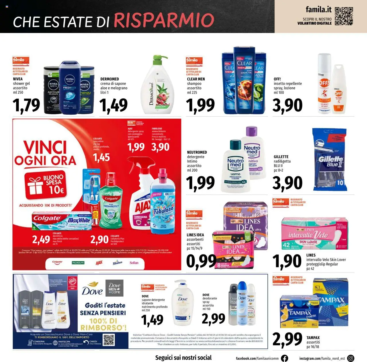 Volantino Famila del 31.07.2025 | Pagina: 18 | Prodotti: Dentifricio, Collutorio, Candeggina, Intimo