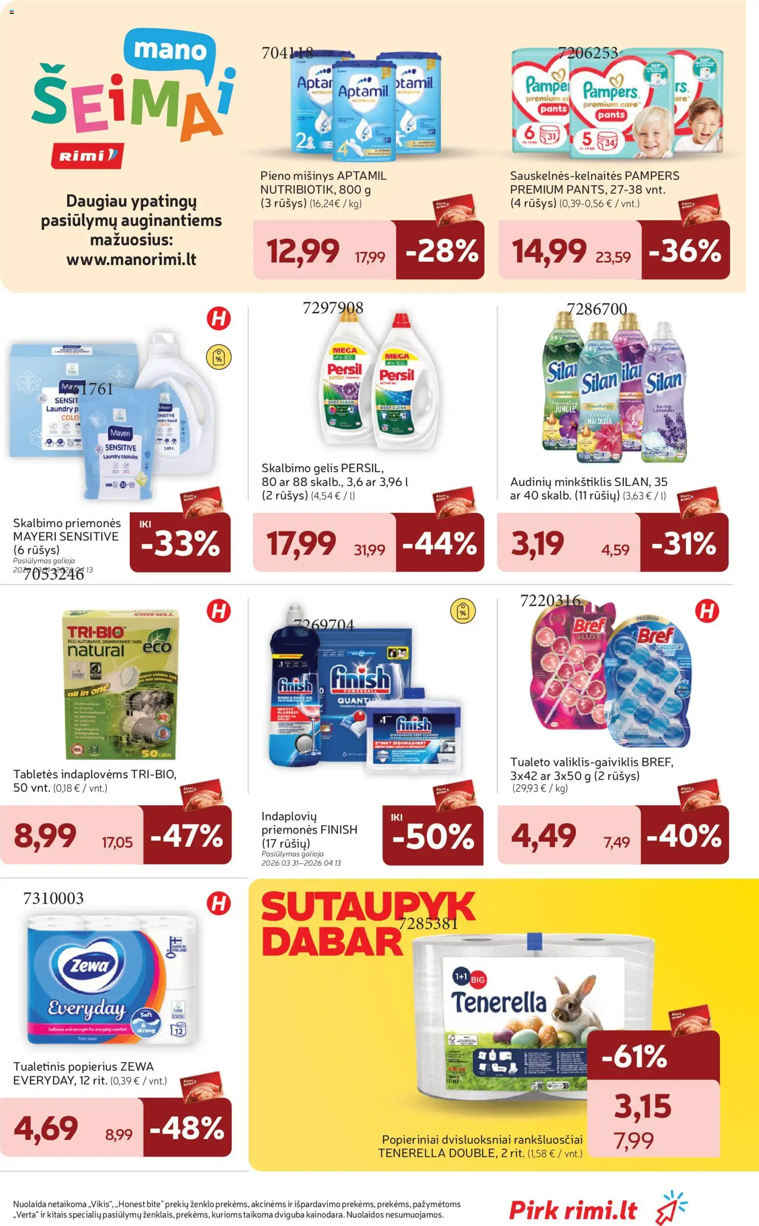 Rimi akcijos nuo 31.03.2026 | Puslapis: 35 | Prekių: Tabletės indaplovėms, Tualetinis popierius