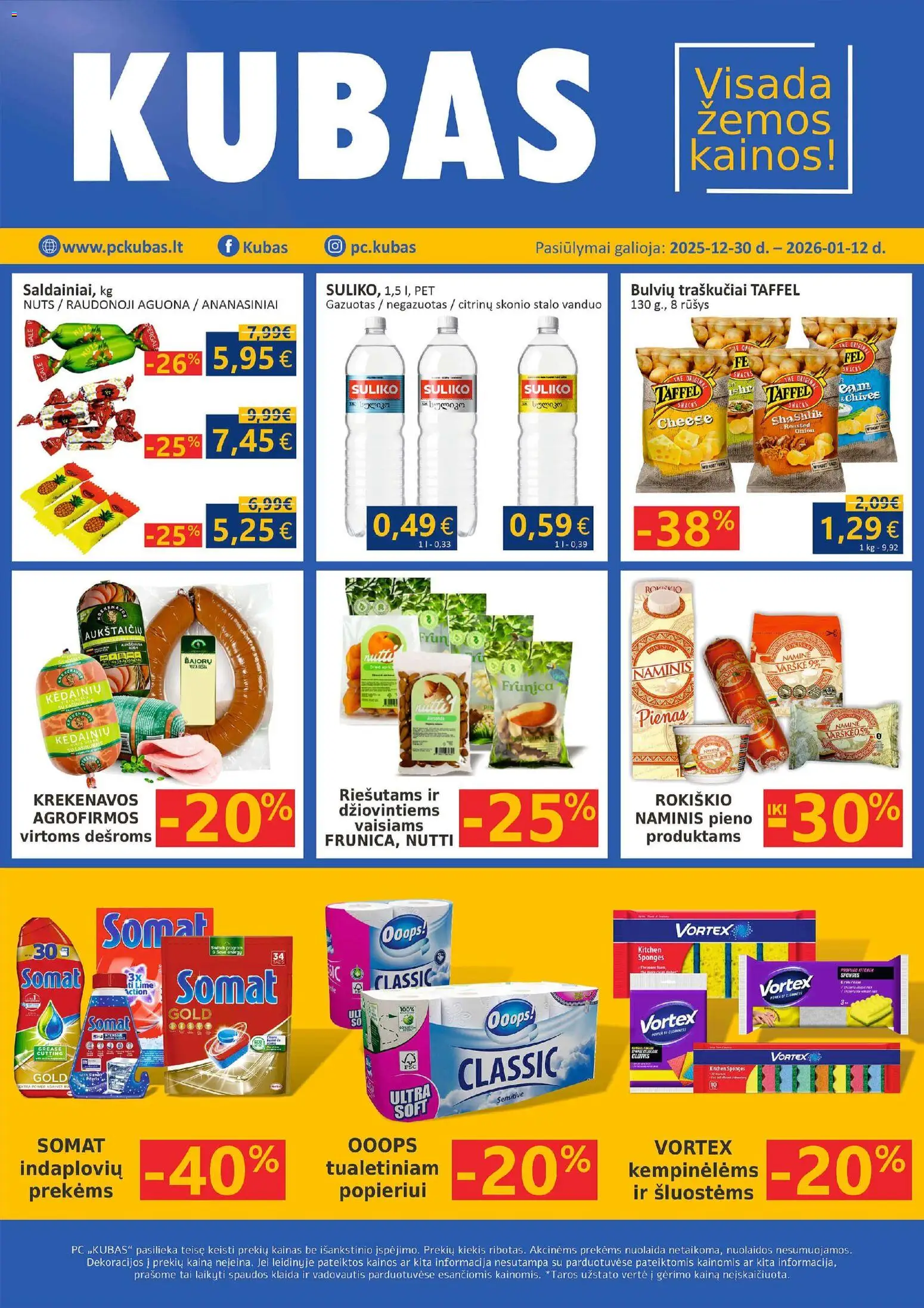 Kubas akcijos nuo 30.12.2025 | Puslapis: 1 | Prekių: Pienas, Varškė, Traškučiai