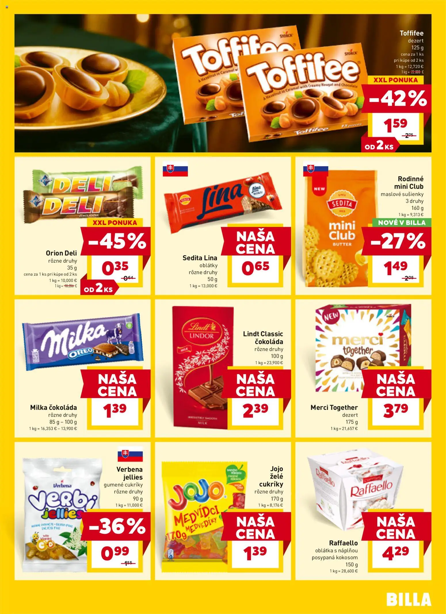 Nové Billa akcie – leták je platný od 02.01.2026 | Strana: 17 | Produkty: Lindor, Toffifee, Cukríky, Milka