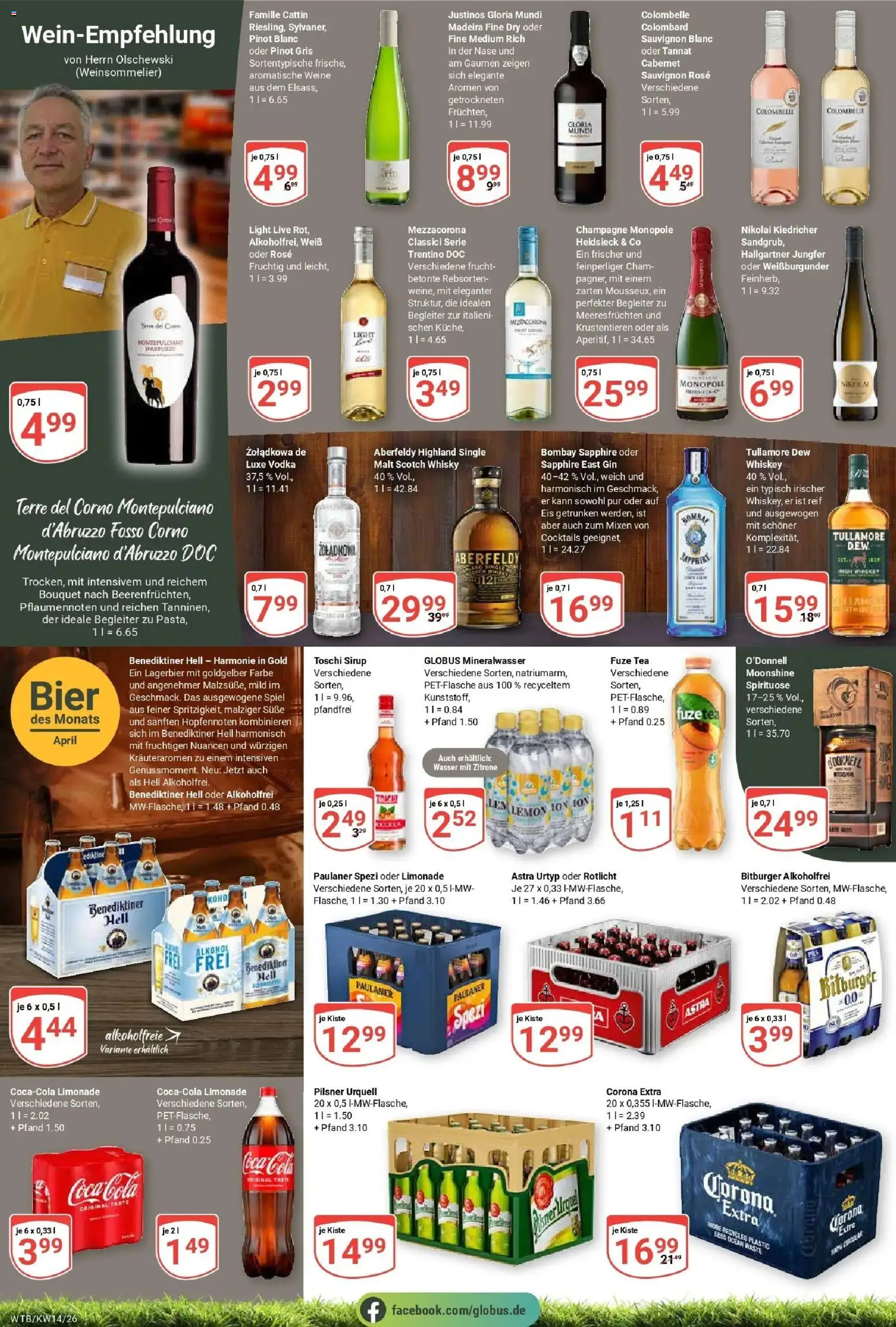 Globus prospekt Wächtersbach	 – gültig ab 30.03.2026 | Seite: 19 | Produkte: Whisky, Bier, Mineralwasser, Gin