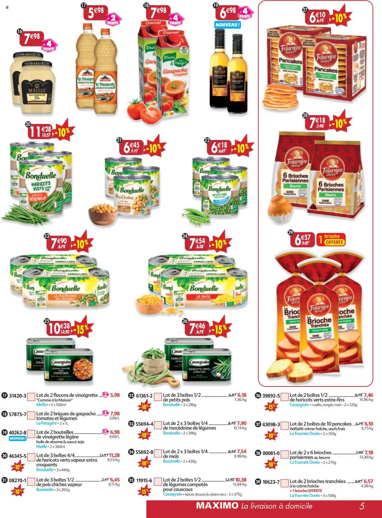  | Page: 5 | Produits: Raisins secs, Four, Haricots verts, Vinaigre