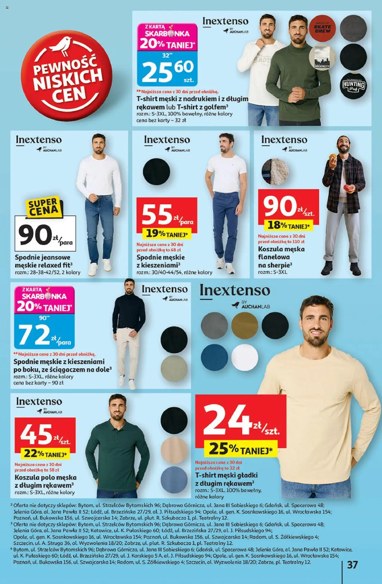 Auchan Gazetka - Pewność niskich cen Hipermarket od 18.09.2025 | Strona: 37 | Produkty: Koszula, Karta, Spodnie