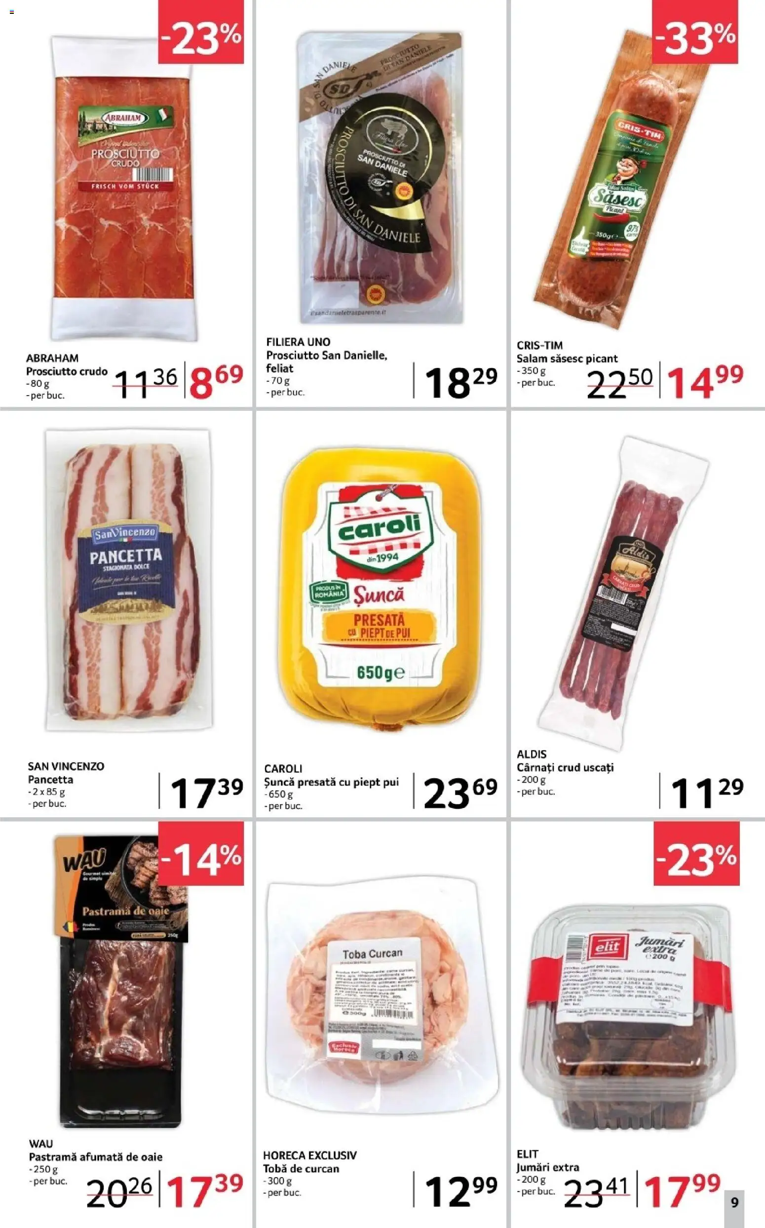 Noul catalog Selgros – valabil de la 12.12.2025 | Pagină: 9 | Produse: Hacıyatmaz Kedi Oyuncağı, Salam, Șuncă, Cârnați