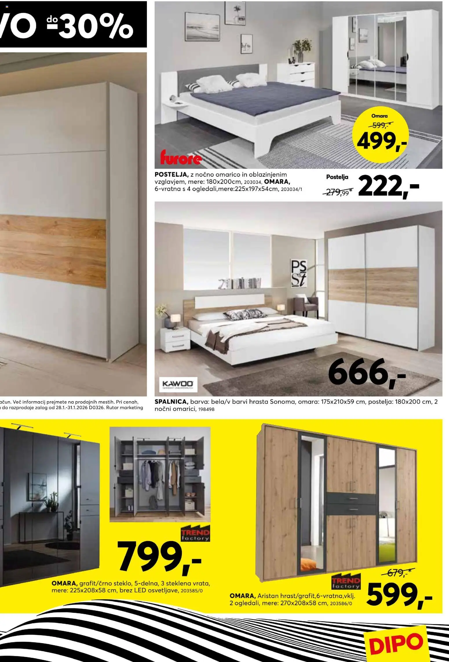 Novi Dipo katalog ponudbe – veljaven od 28.01.2026 | Stran: 7 | Izdelki: Postelja, Omara, Barva