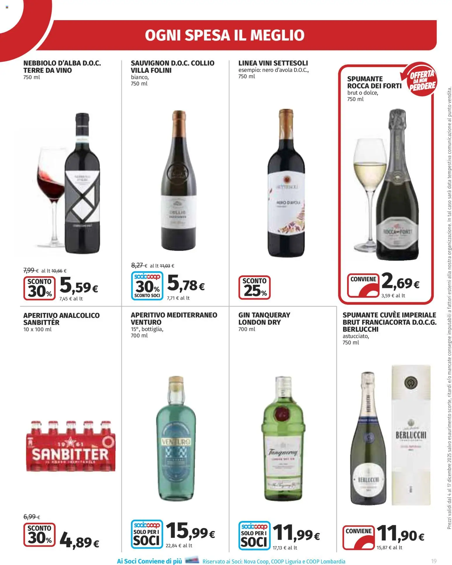 Volantino Ipercoop del 04.12.2025 | Pagina: 19 | Prodotti: Gin, Vino, Spumante, Aperitivo