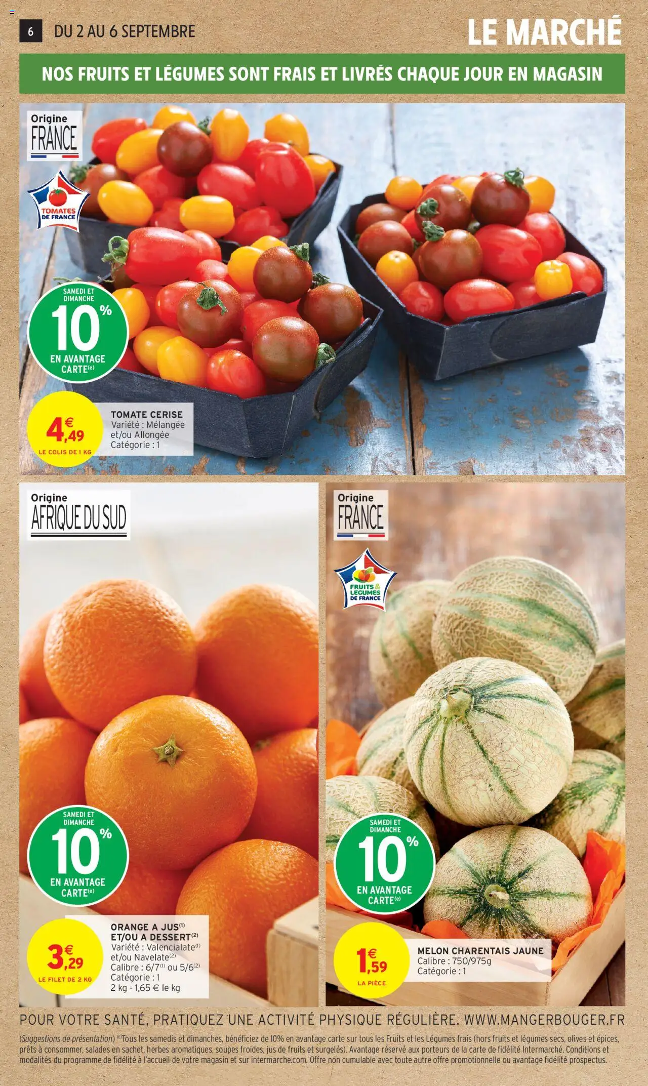  | Page: 6 | Produits: Melon, Orange, Tomate cerise, Jus