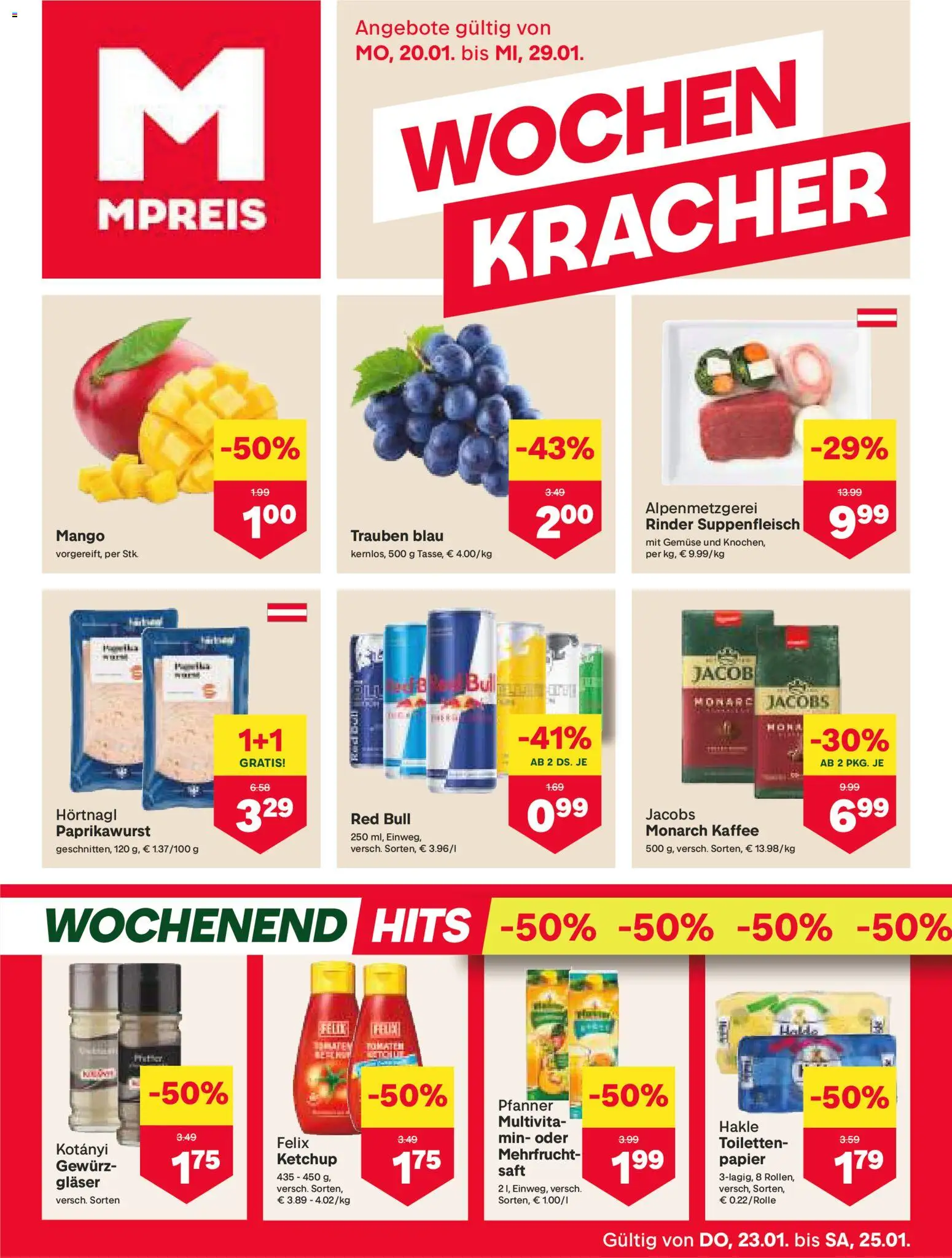 MPREIS Steyr gültig ab 20.01.2026 | Seite: 1 | Produkte: Ketchup, Mango, Kaffee, Saft