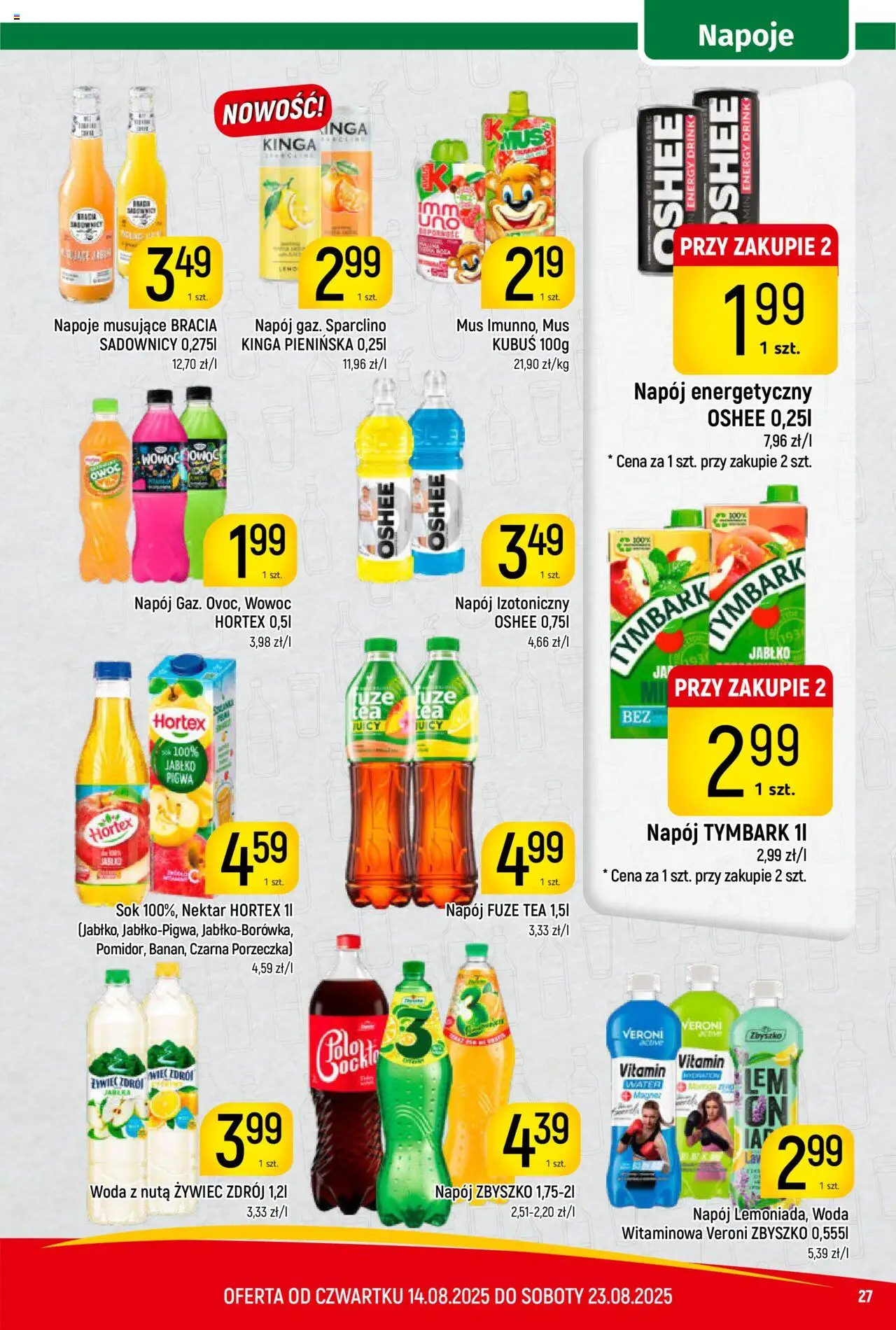 Piotruś Pan Gazetka od 14.08.2025 | Strona: 27 | Produkty: Napoje, Porzeczka, Sok, Woda