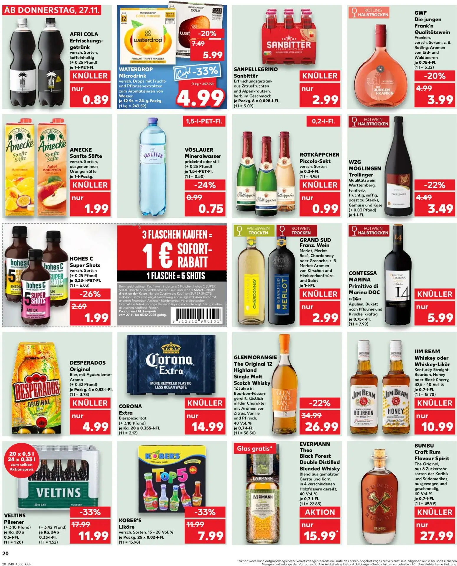 Kaufland prospekt Stuttgart	 – gültig ab 27.11.2025 | Seite: 20 | Produkte: Jim beam, Kirschen, Bourbon, Whiskey