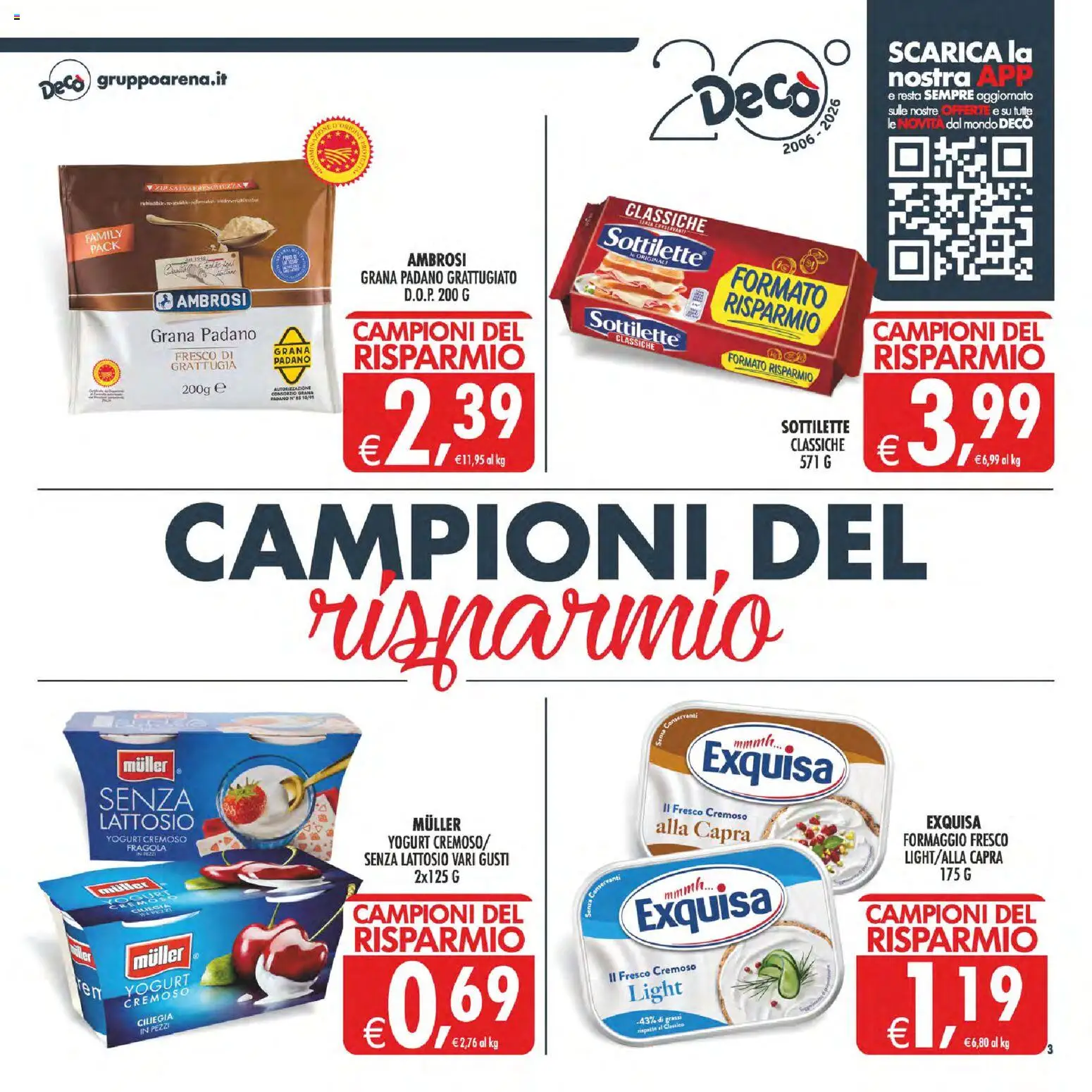 Volantino Decò del 07.04.2026 | Pagina: 3 | Prodotti: Yogurt, Formaggio, Grana Padano