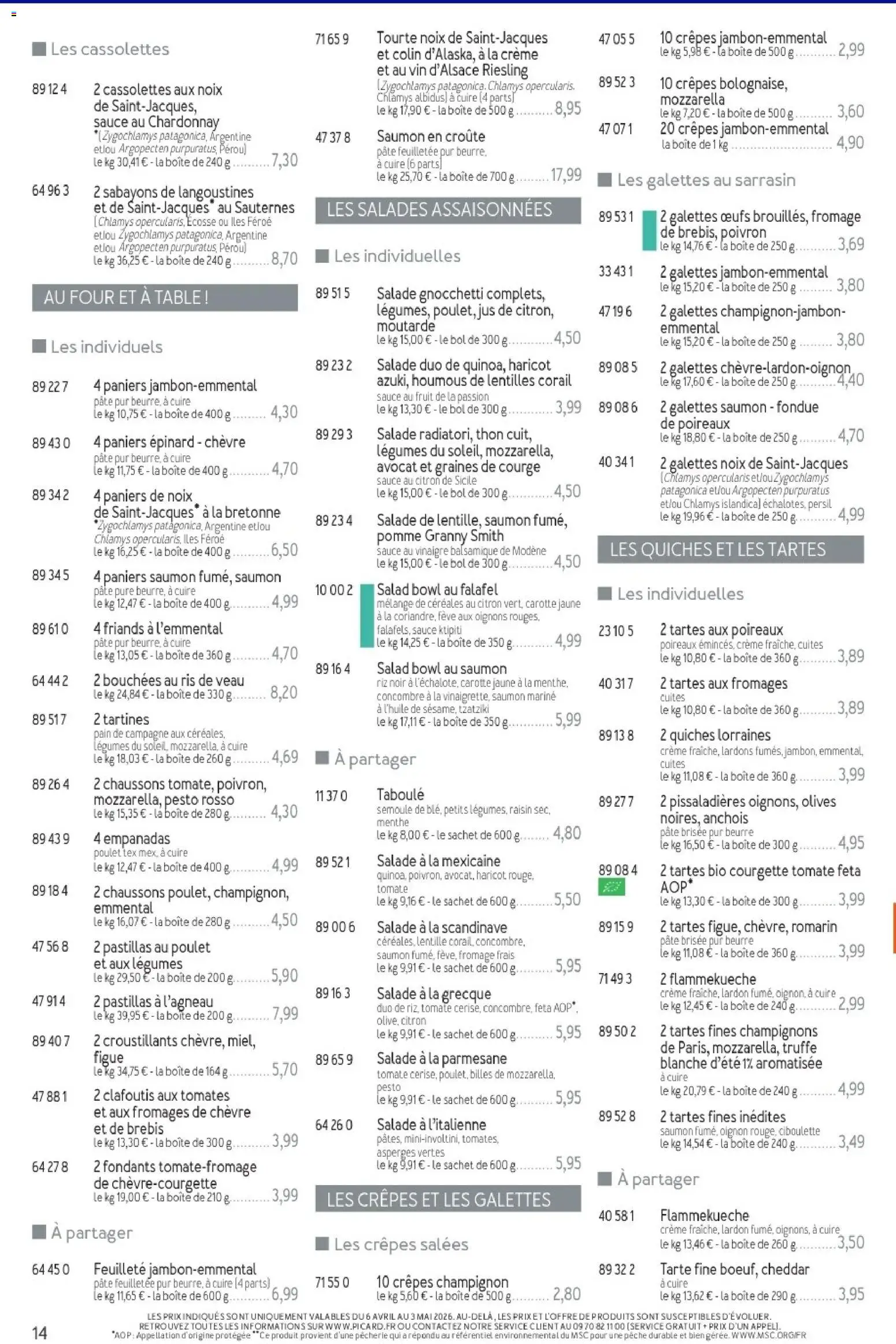 {H1} | Page: 14 | Produits: Four, Thon, Jus, Chaussons