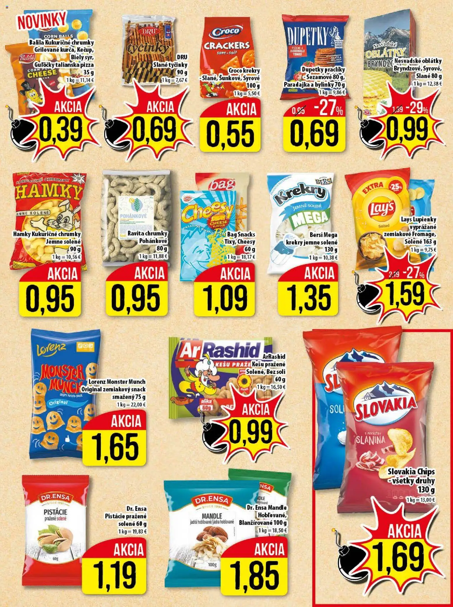 Nové Klas akcie – leták je platný od 19.01.2026 | Strana: 14 | Produkty: Pizza, Slanina, Pistácie, Mandle