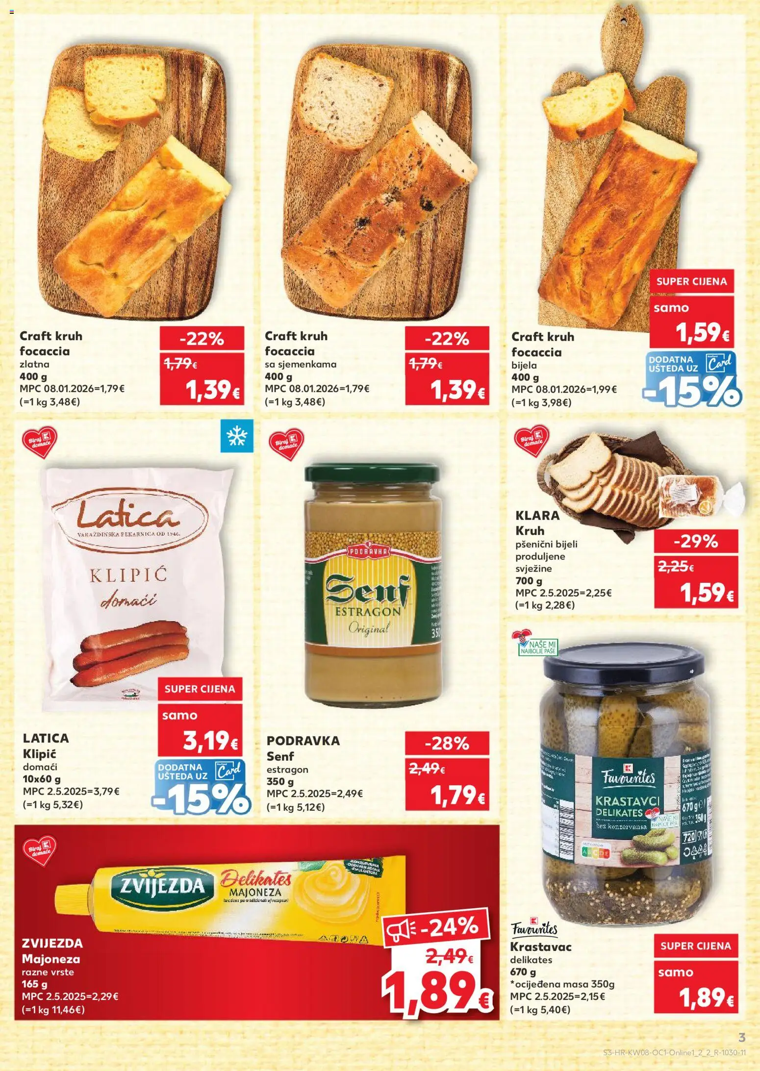 Kaufland katalog | vrijedi od 18.02.2026 | Stranica: 3 | Proizvodi: Kruh, Podravka, Krastavac, Majoneza