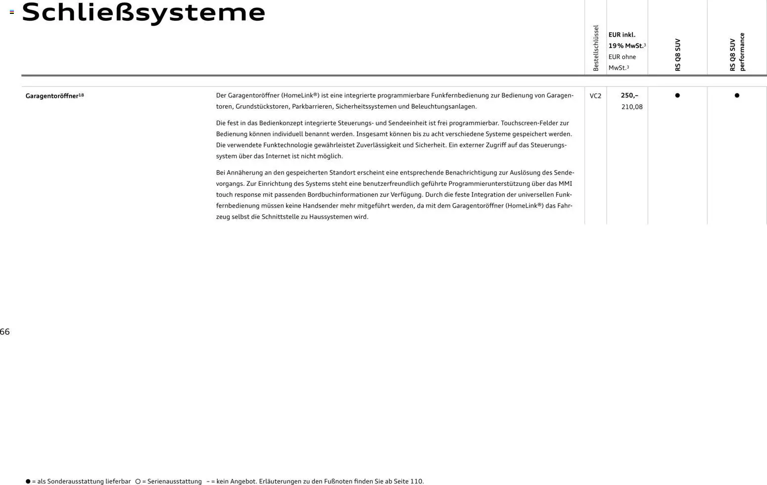 Audi Preisliste RS Q8 SUV/ RS Q8 SUV performance – gültig ab 03.11.2025 | Seite: 66