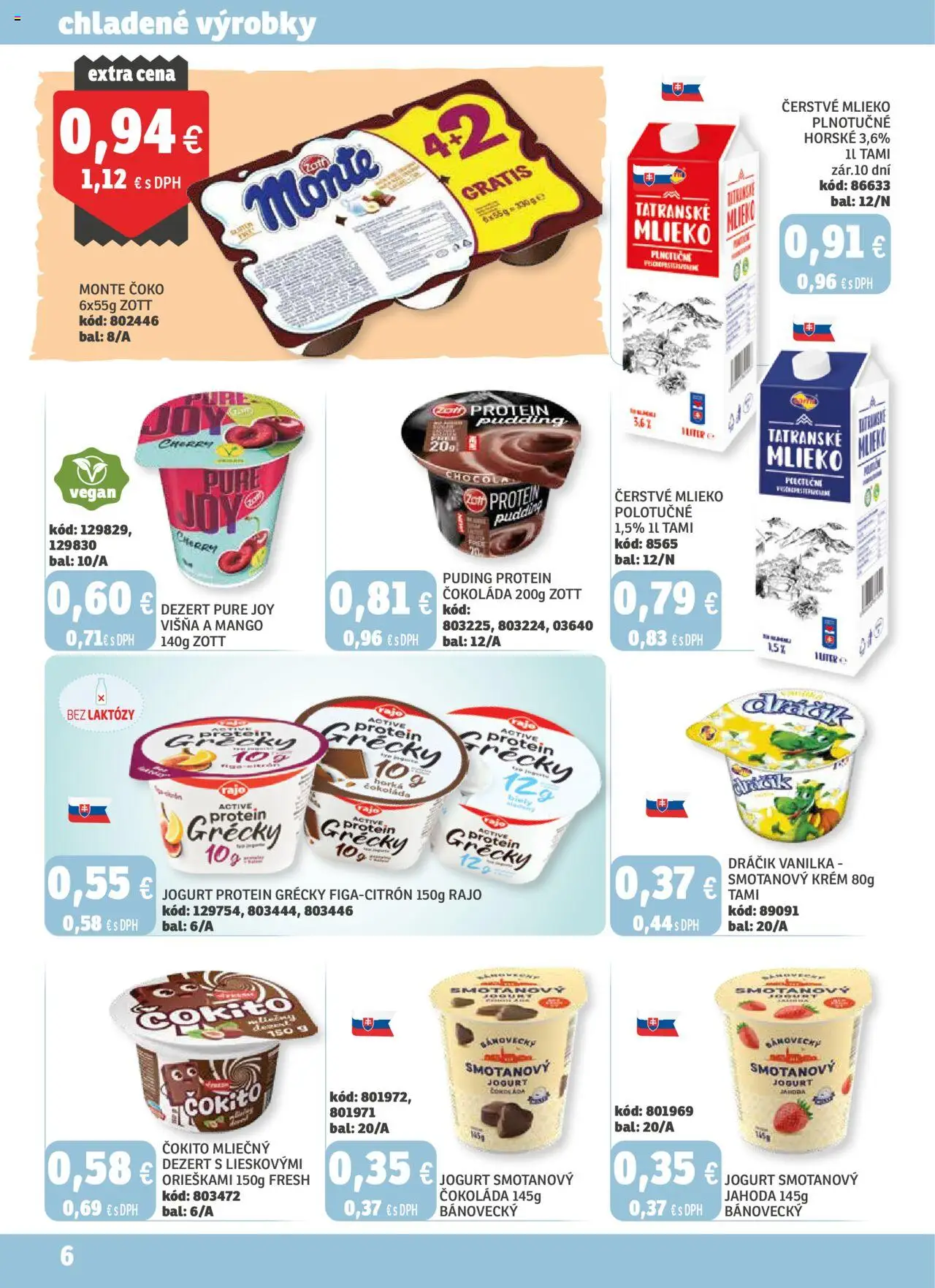 Nové Labaš akcie – leták je platný od 03.10.2025 | Strana: 6 | Produkty: Jogurt, Protein, Čokoláda, Mango