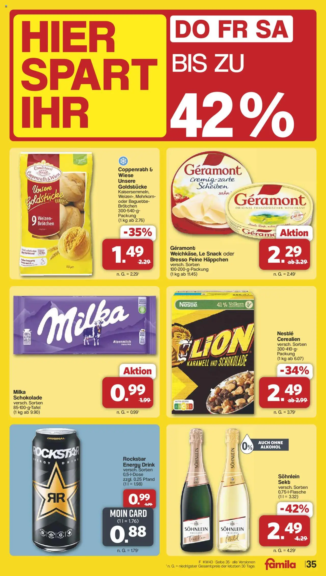 Famila Nordwest Prospekt 	 – gültig ab 20.10.2025 | Seite: 40 | Produkte: Geramont, Sekt, Baguette, Milka
