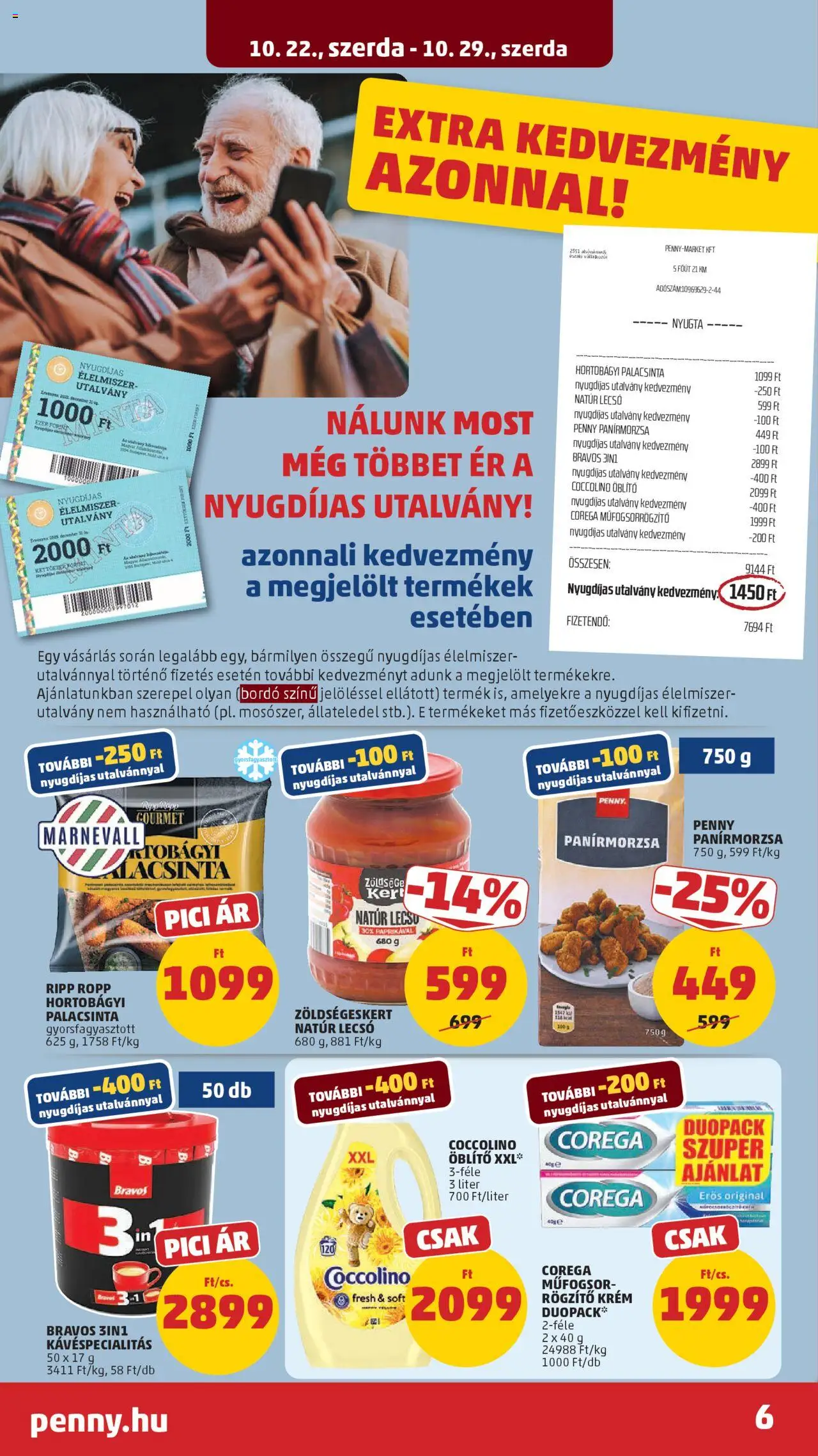 PENNY akciós ujság - amely érvényes a következő dátumtól: 22.10.2025 | Oldal: 8 | Termékek: Coccolino, Öblítő, Panírmorzsa