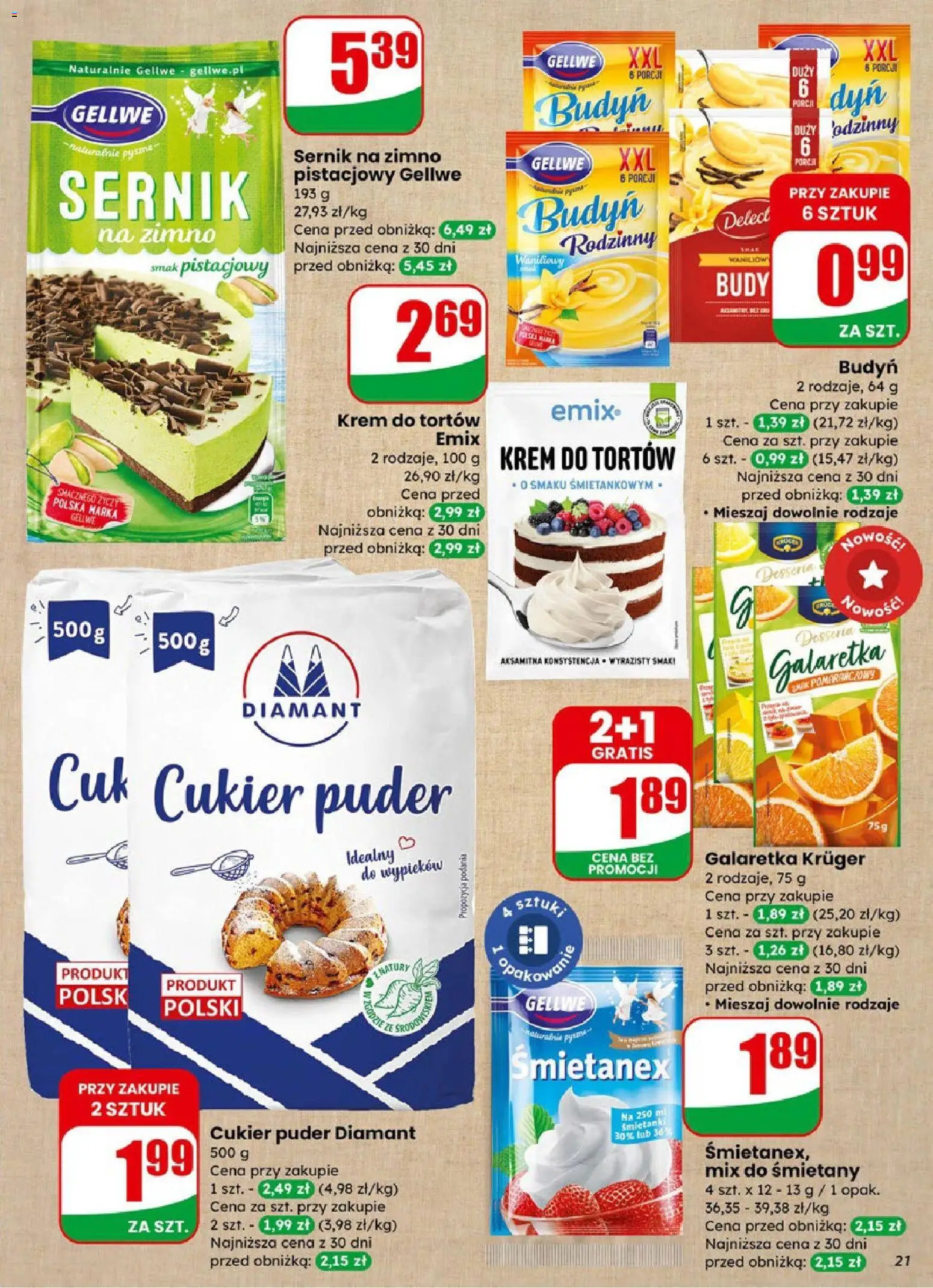 Dino Gazetka od 21.01.2026 | Strona: 21 | Produkty: Galaretka, Puder, Krem, Cukier