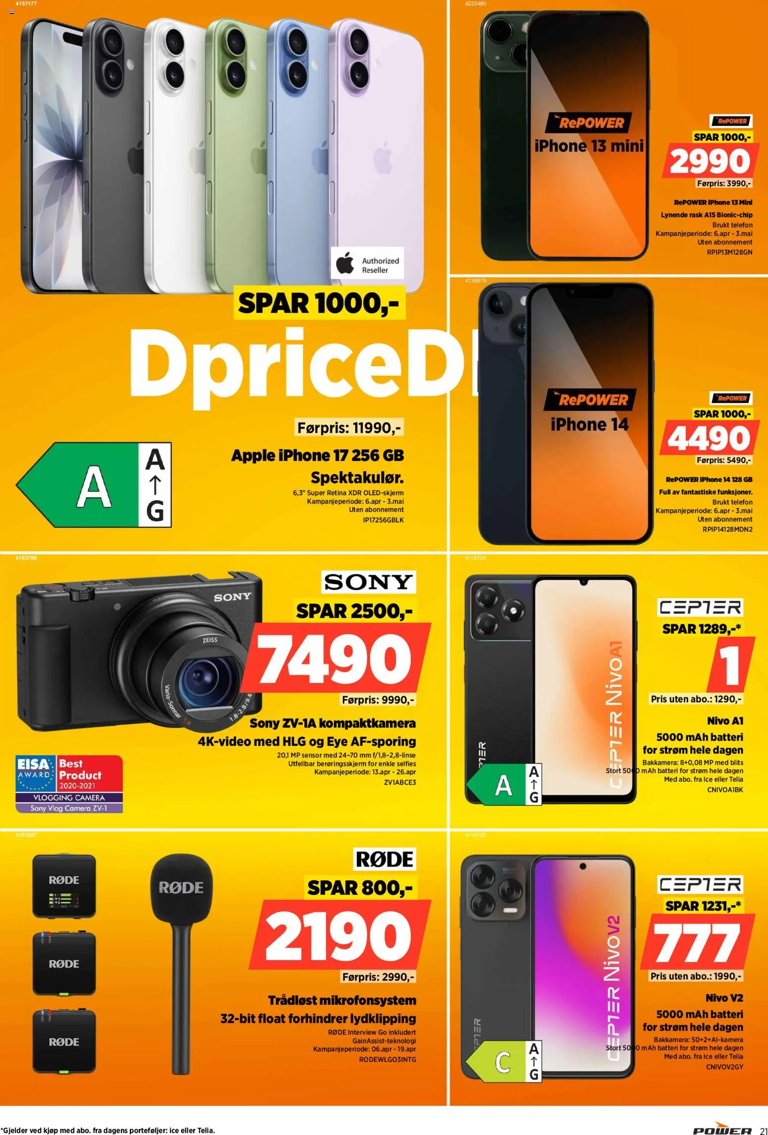 {H1} | Side: 21 | Produkter: Telefon, Batteri