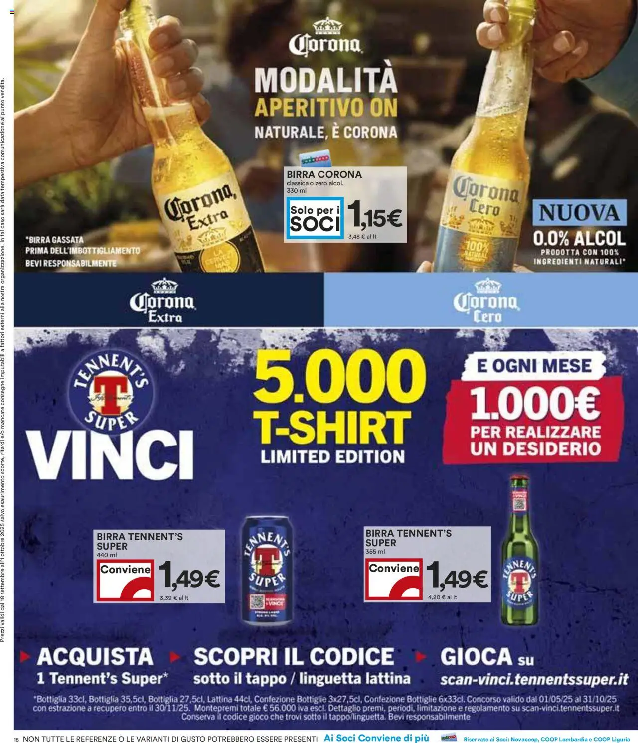 Volantino COOP del 18.09.2025 | Pagina: 18 | Prodotti: Tennent's, Birra, Data, Bottiglia