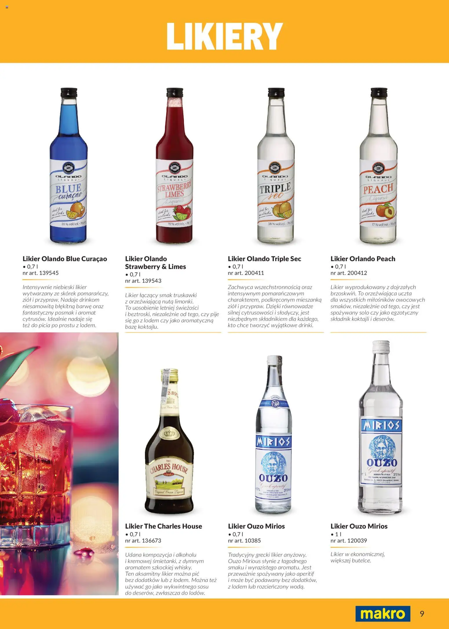 Makro Gazetka - Alkohole marek własnych od 01.02.2026 | Strona: 9 | Produkty: Blue curacao, Truskawki, Ouzo