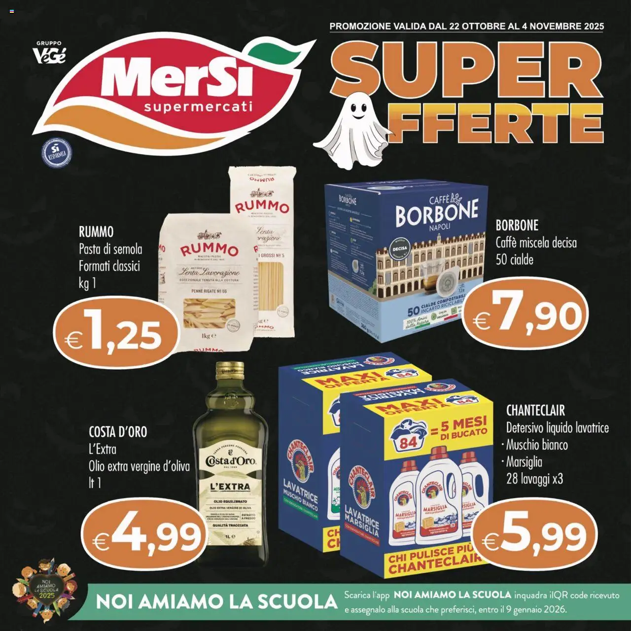Volantino MerSi Supermercati del 22.10.2025 | Pagina: 1 | Prodotti: Caffè, Pasta, Lavatrice, Olio extra vergine