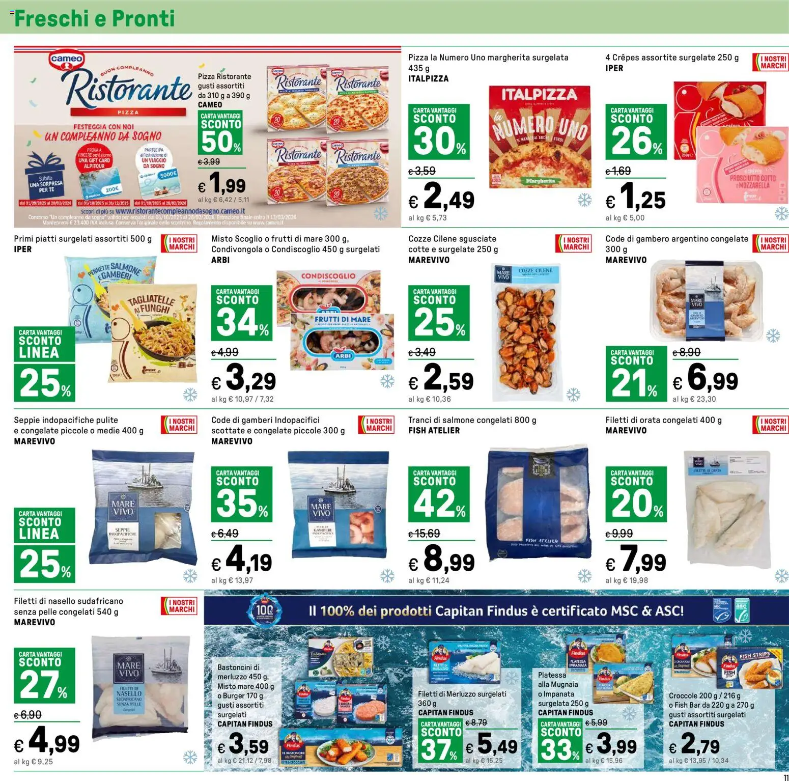 Volantino Iper del 24.10.2025 | Pagina: 11 | Prodotti: Tè, Tagliatelle, Gamberi, Nasello