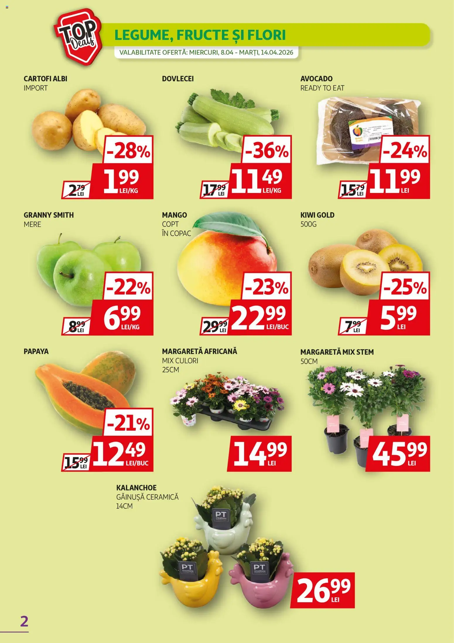 Noul catalog Auchan – valabil de la 08.04.2026 | Pagină: 2 | Produse: Kiwi, Cartofi, Fructe, Mango