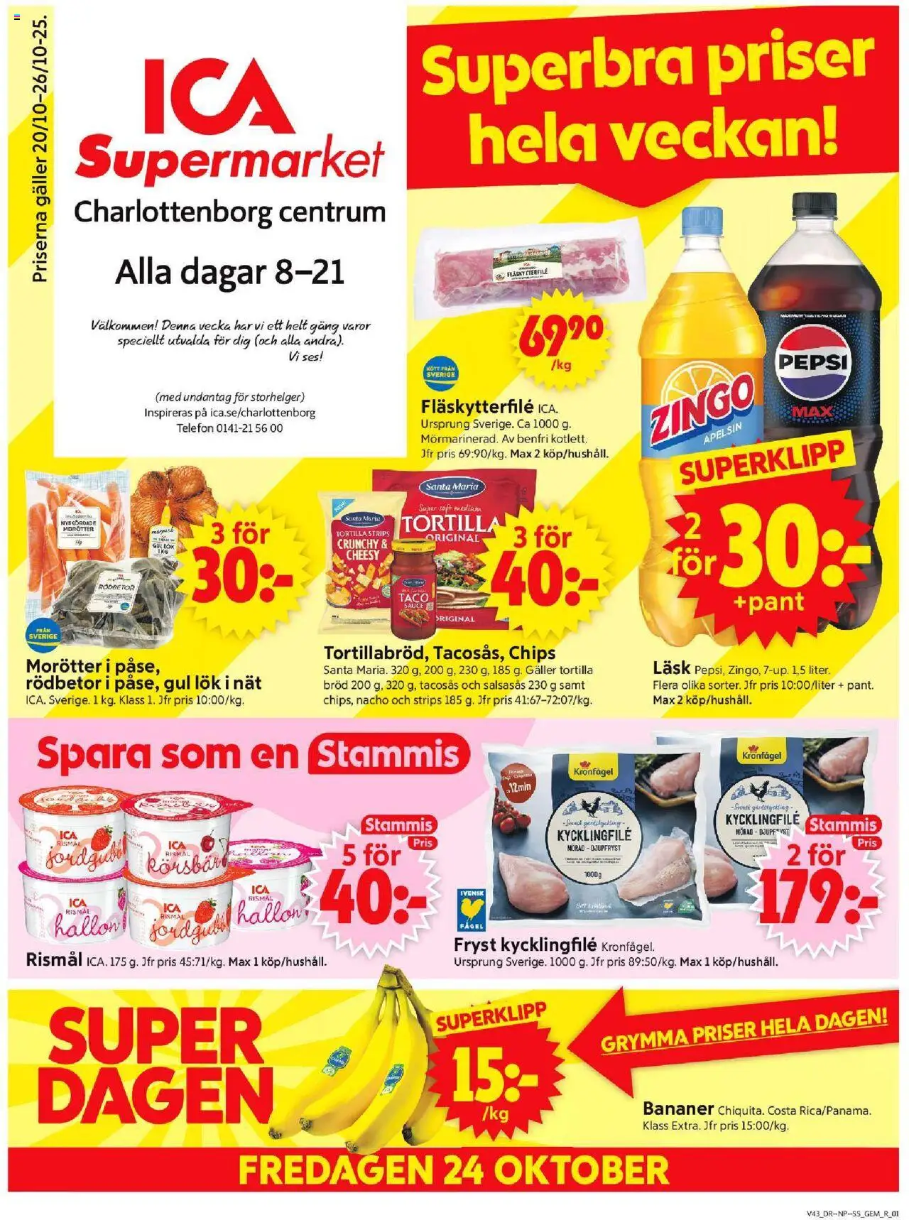 ICA Supermarket reklamblad aktuell från 20.10.2025 | Sida: 1 | Produkter: Zingo, Jord, Gul lök, Körsbär