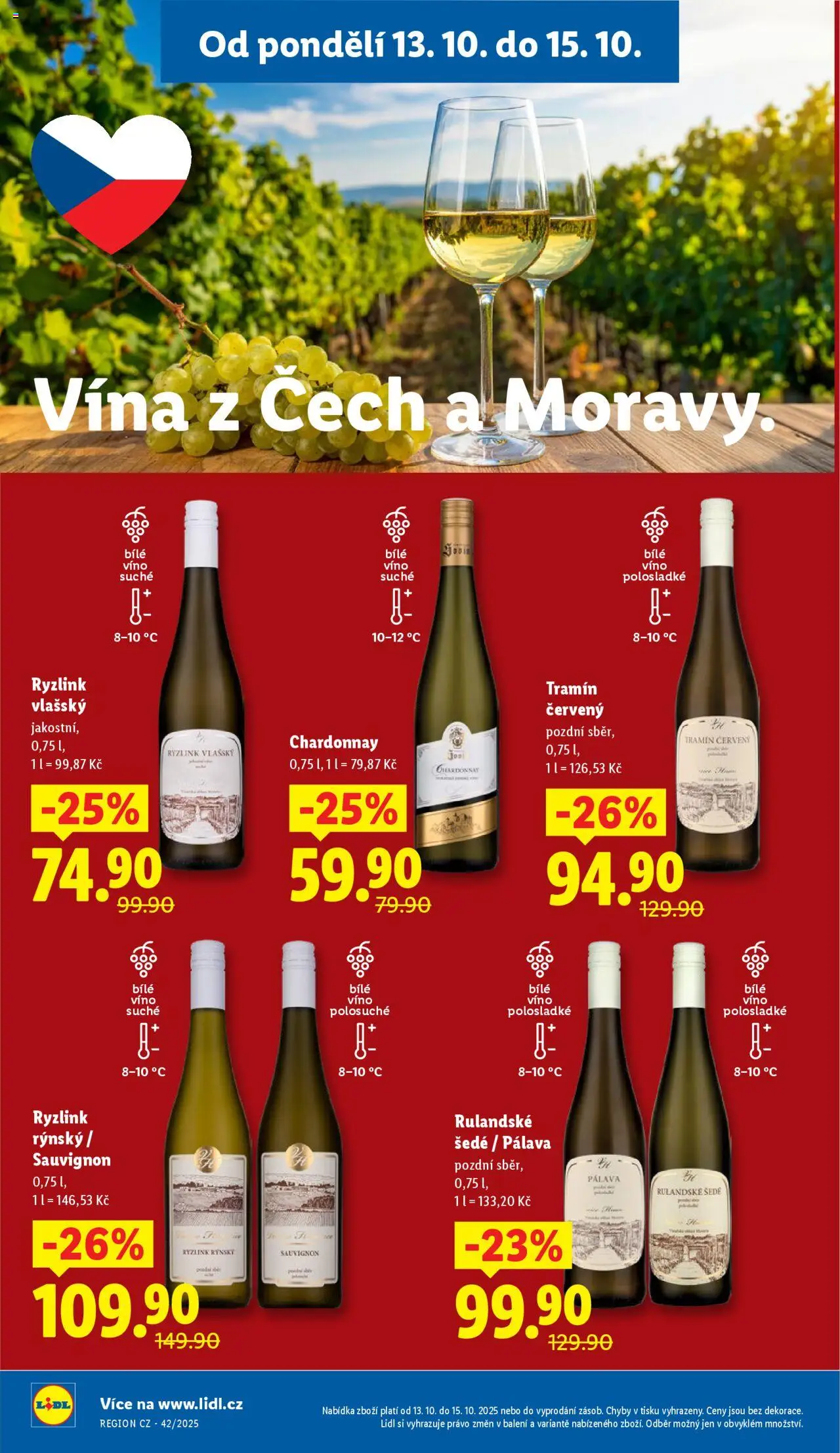 Lidl leták od 13.10.2025 | Strana: 25 | Produkty: Bílé víno, Víno, Tramín červený