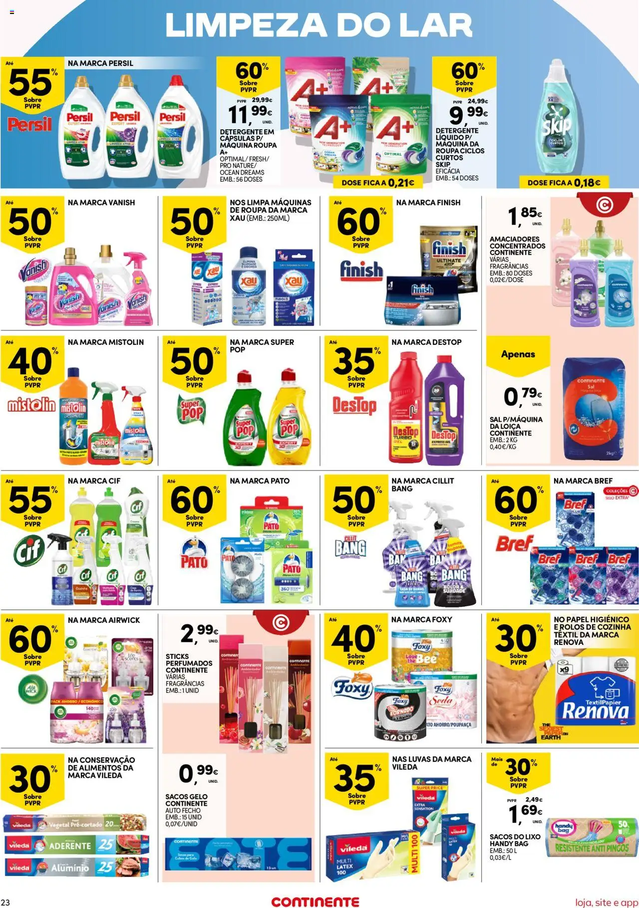Continente Semanal Continente Bom Dia │ válido de 12.08.2025 | Página: 23 | Produtos: Luvas, Sal, Banho, Persil