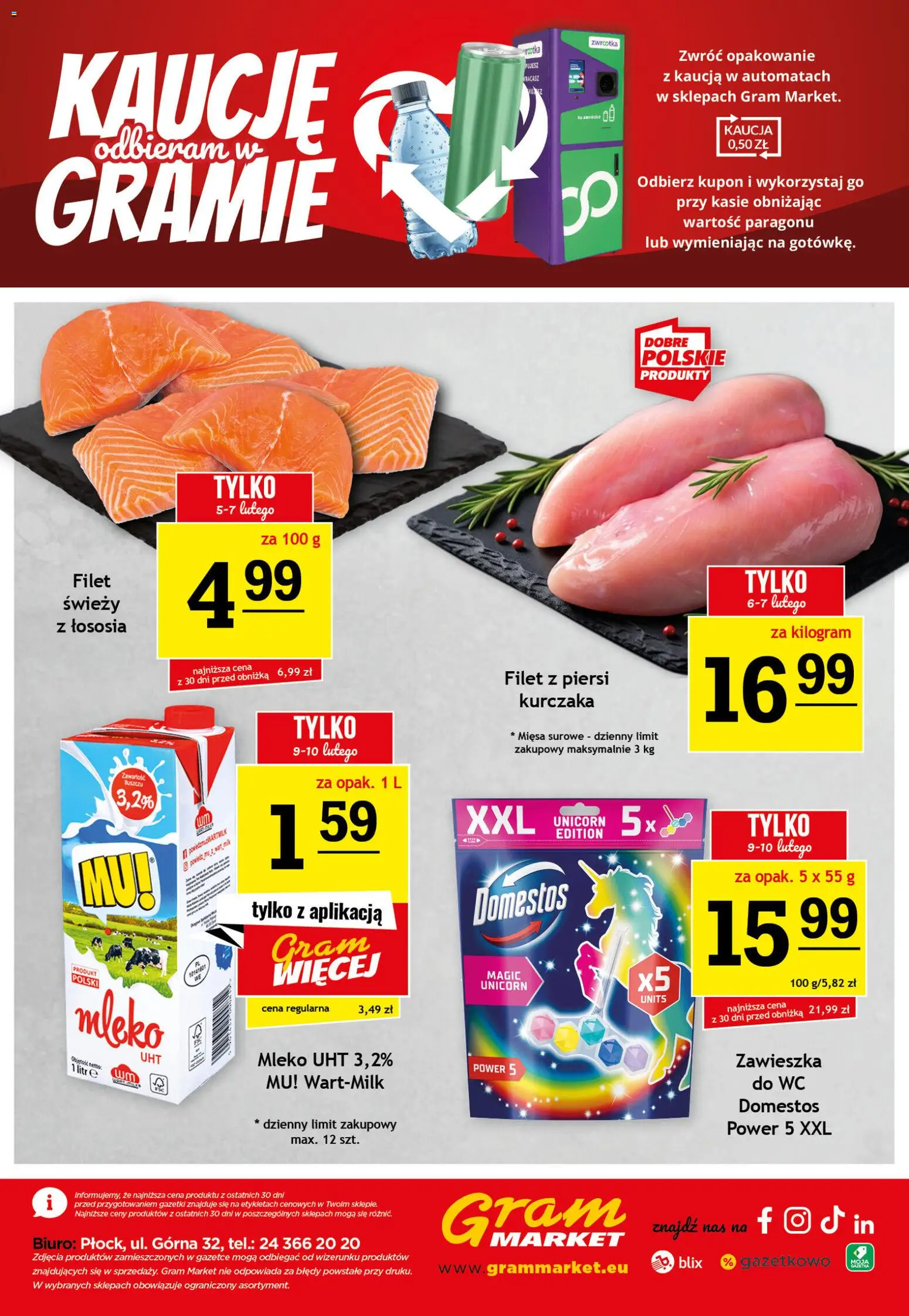 Gram Market Gazetka od 04.02.2026 | Strona: 16 | Produkty: Piersi, Domestos, Mleko, Filet z piersi kurczaka