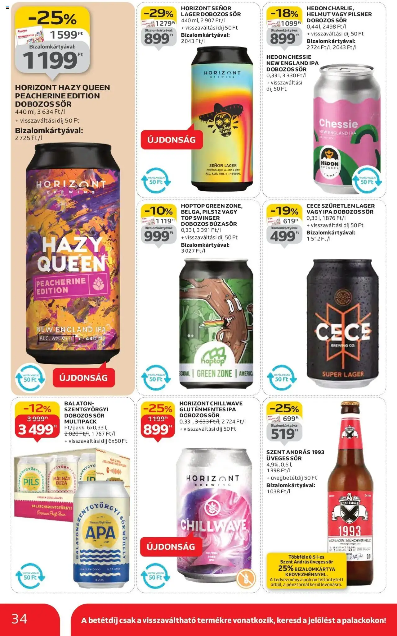 Auchan akciós ujság - amely érvényes a következő dátumtól: 16.10.2025 | Oldal: 34 | Termékek: Lime, Búzasör, Dobozos sör, Gluténmentes