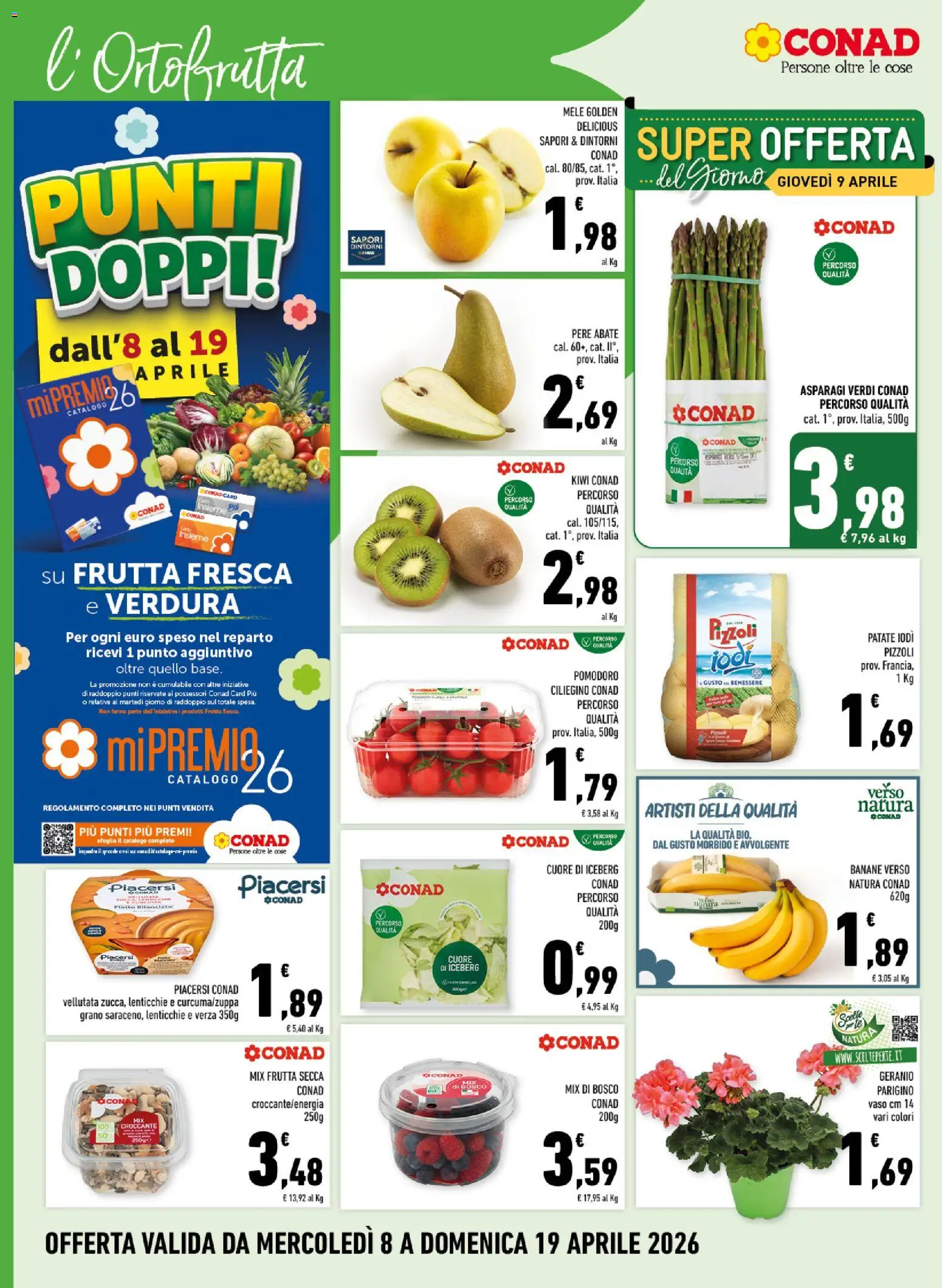 Volantino Conad del 08.04.2026 | Pagina: 2 | Prodotti: Patate, Lenticchie, Asparagi, Vaso