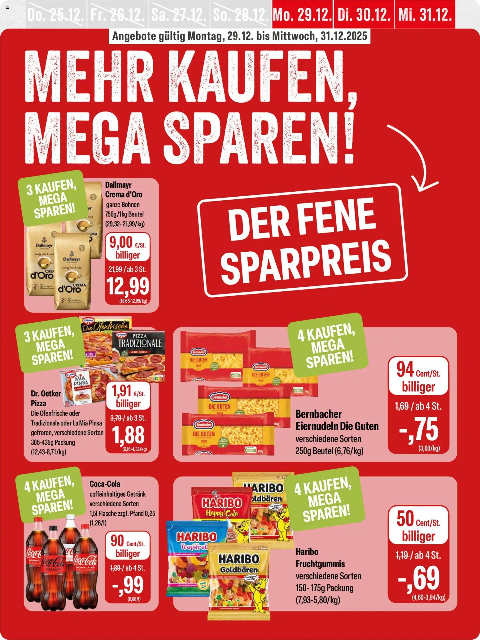Feneberg Angebote – gültig ab 29.12.2025 | Seite: 14 | Produkte: Cola, Ofenfrische, Dallmayr, Pizza