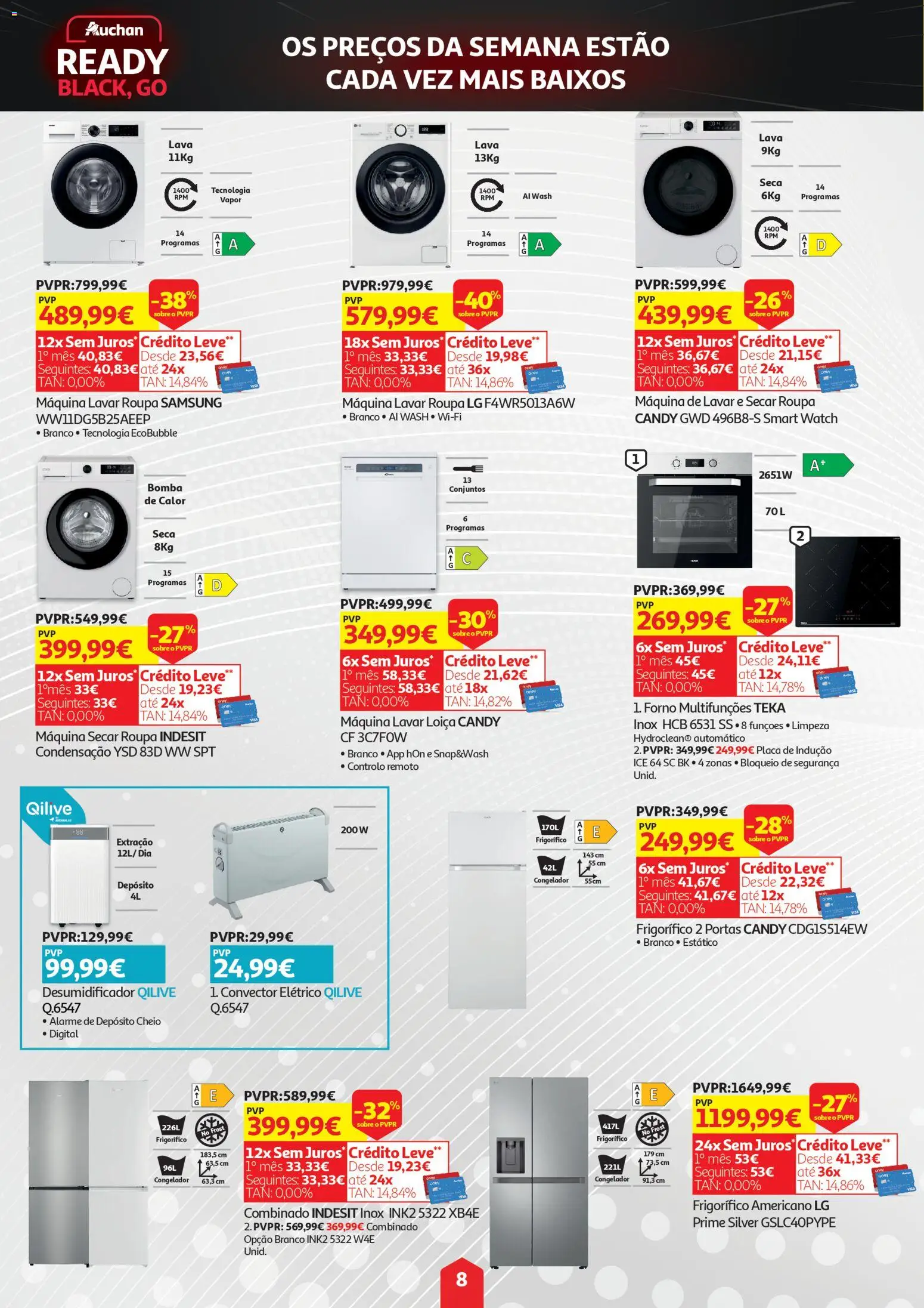 Auchan - Black Friday │ válido de 14.11.2025 | Página: 8 | Produtos: Forno, Congelador, Máquina de lavar, Desumidificador