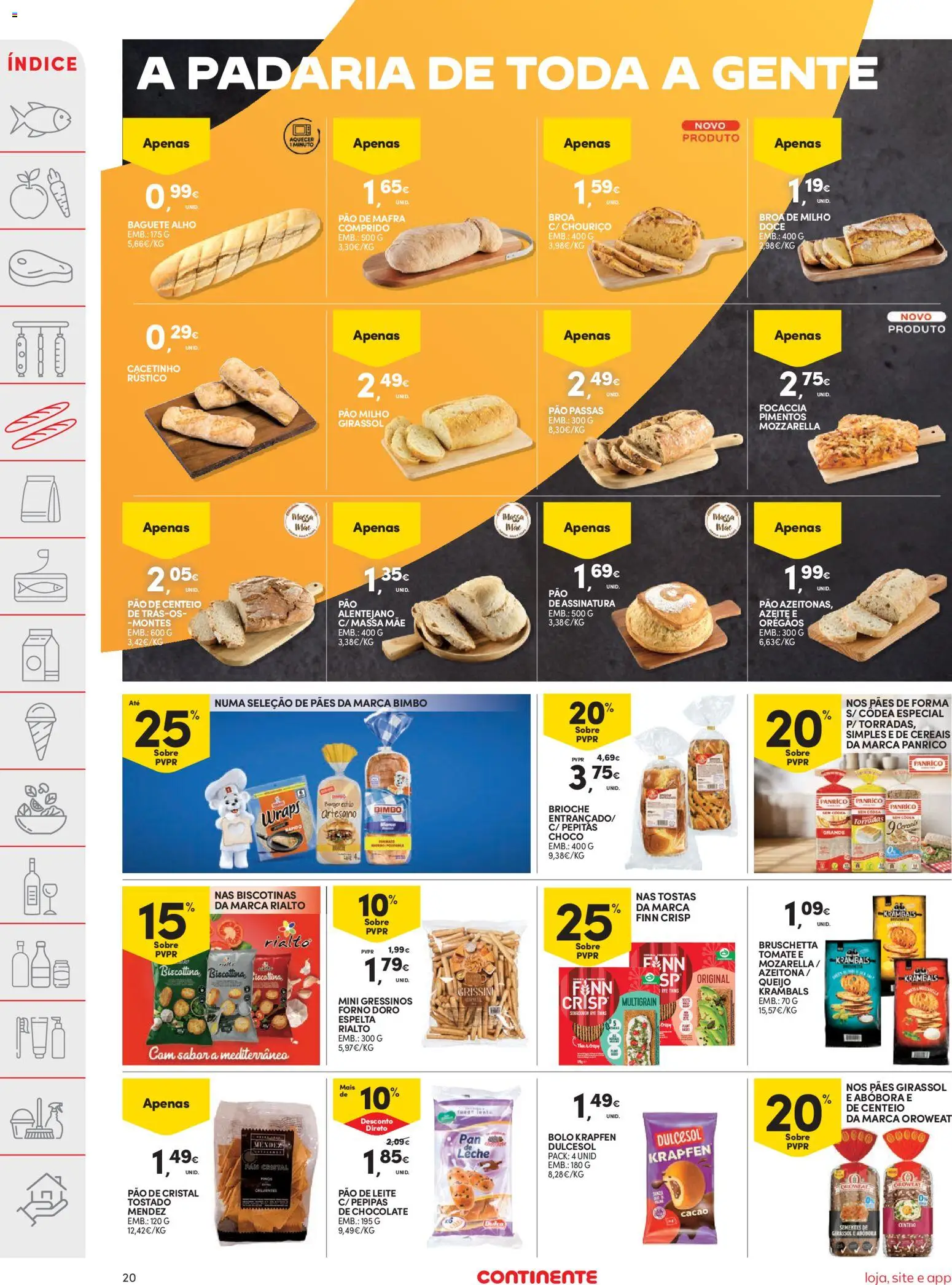 Continente folheto │ válido de 31.03.2026 | Página: 20 | Produtos: Tostas, Queijo, Pão, Cereais