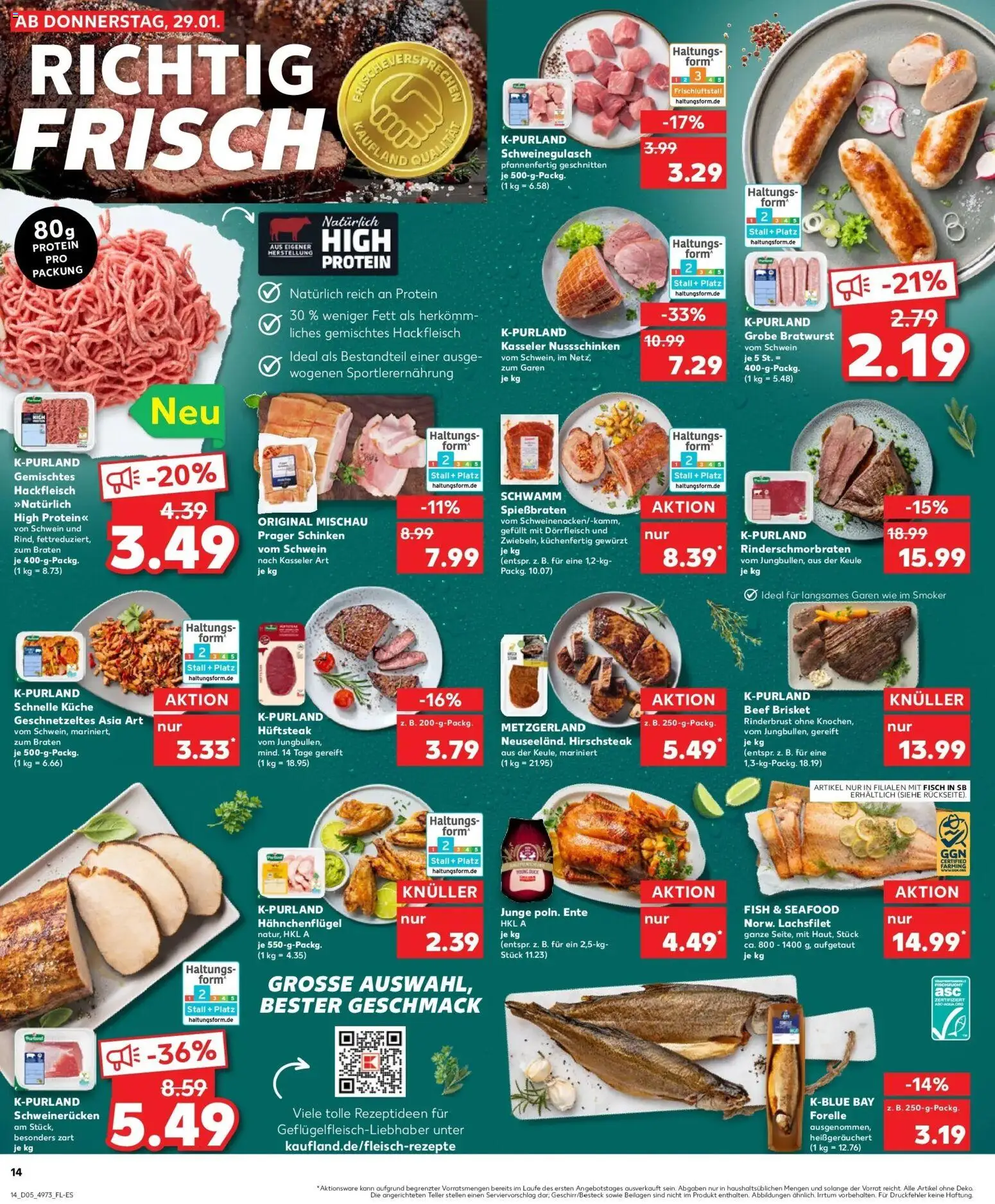 Kaufland prospekt Nienburg	 – gültig ab 29.01.2026 | Seite: 14 | Produkte: Bratwurst, Küche, Schweinerucken, Steak